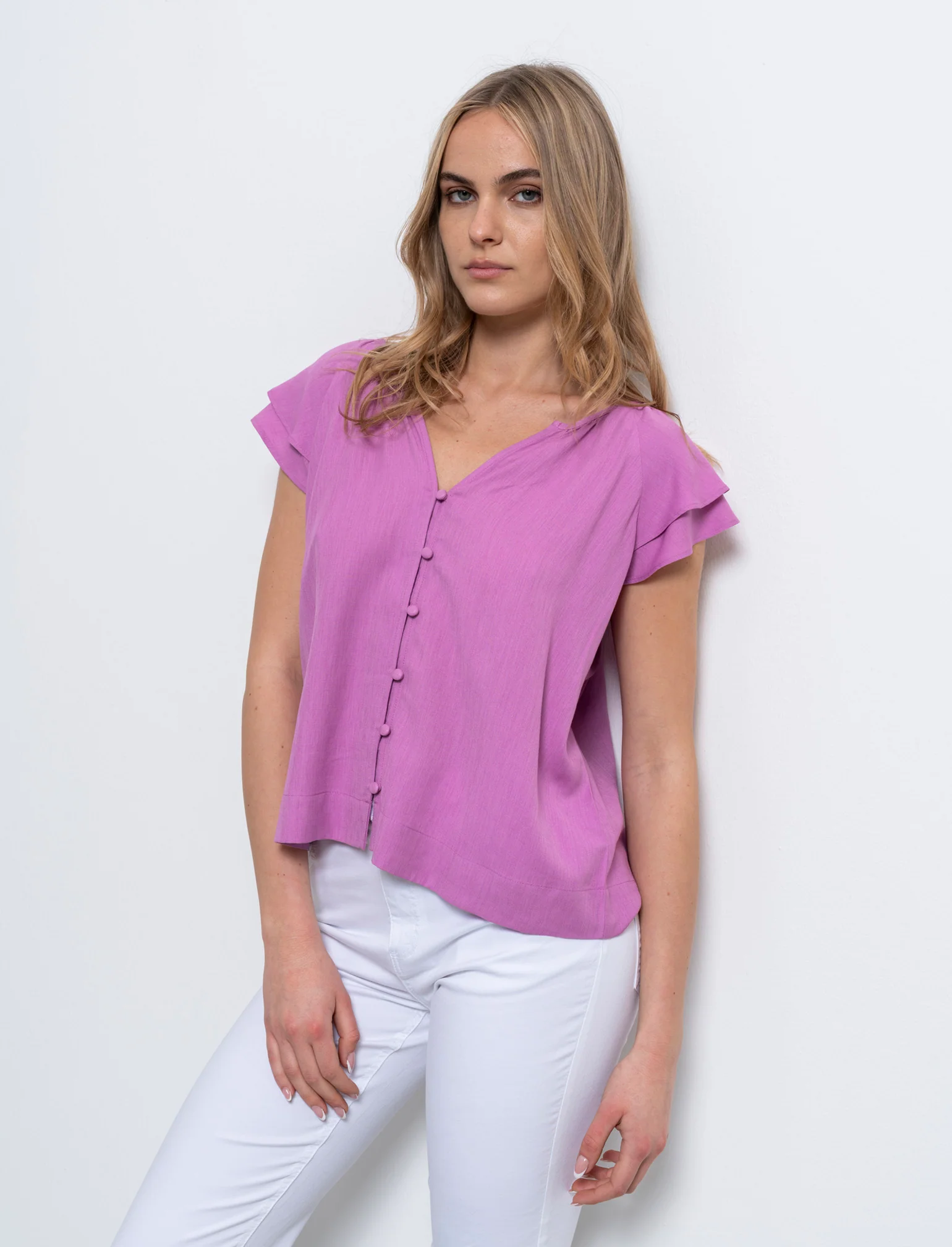 Camicia con volant da donna - BEGONIA - Image 3