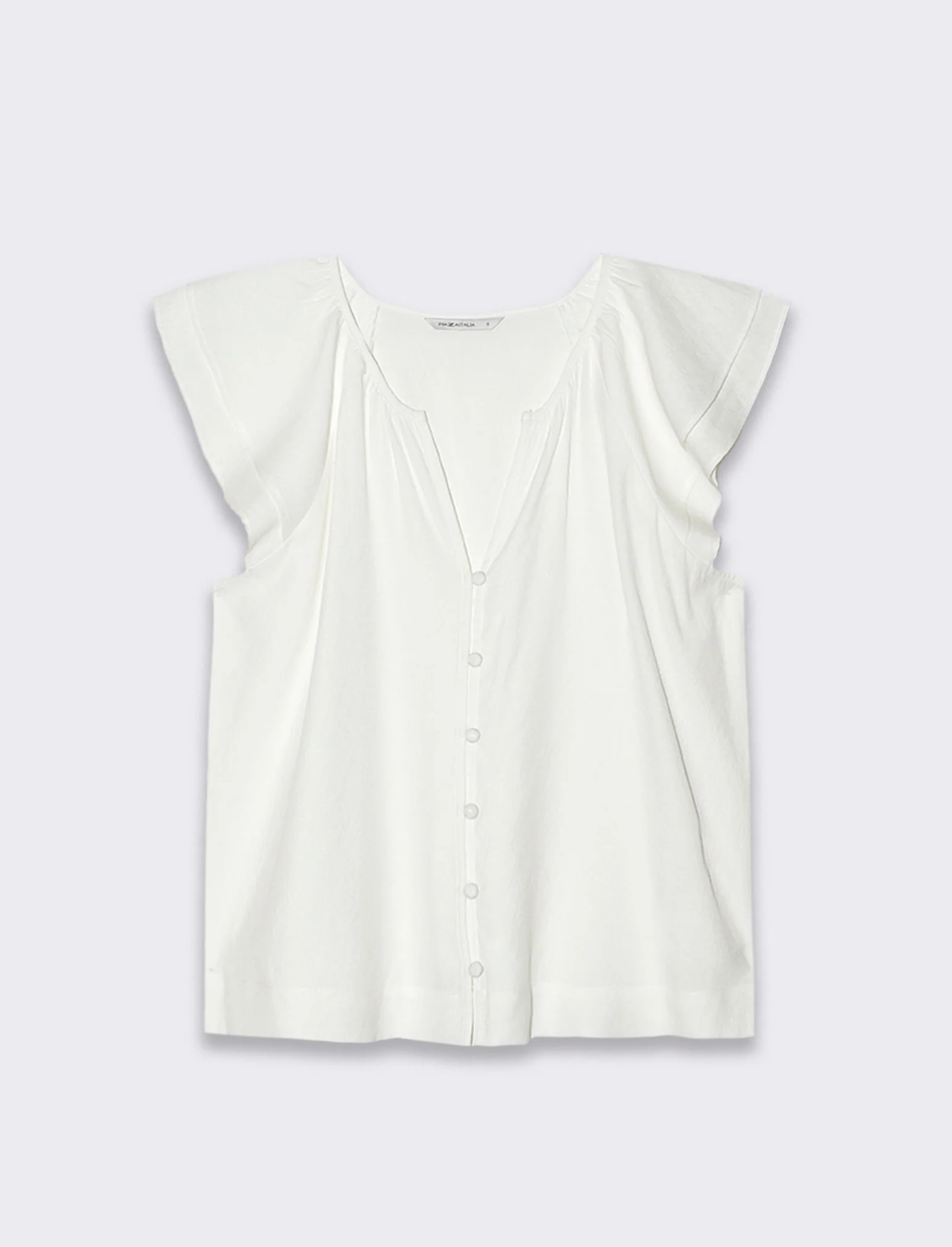 Camicia con volant da donna - Bianco latte - Image 4