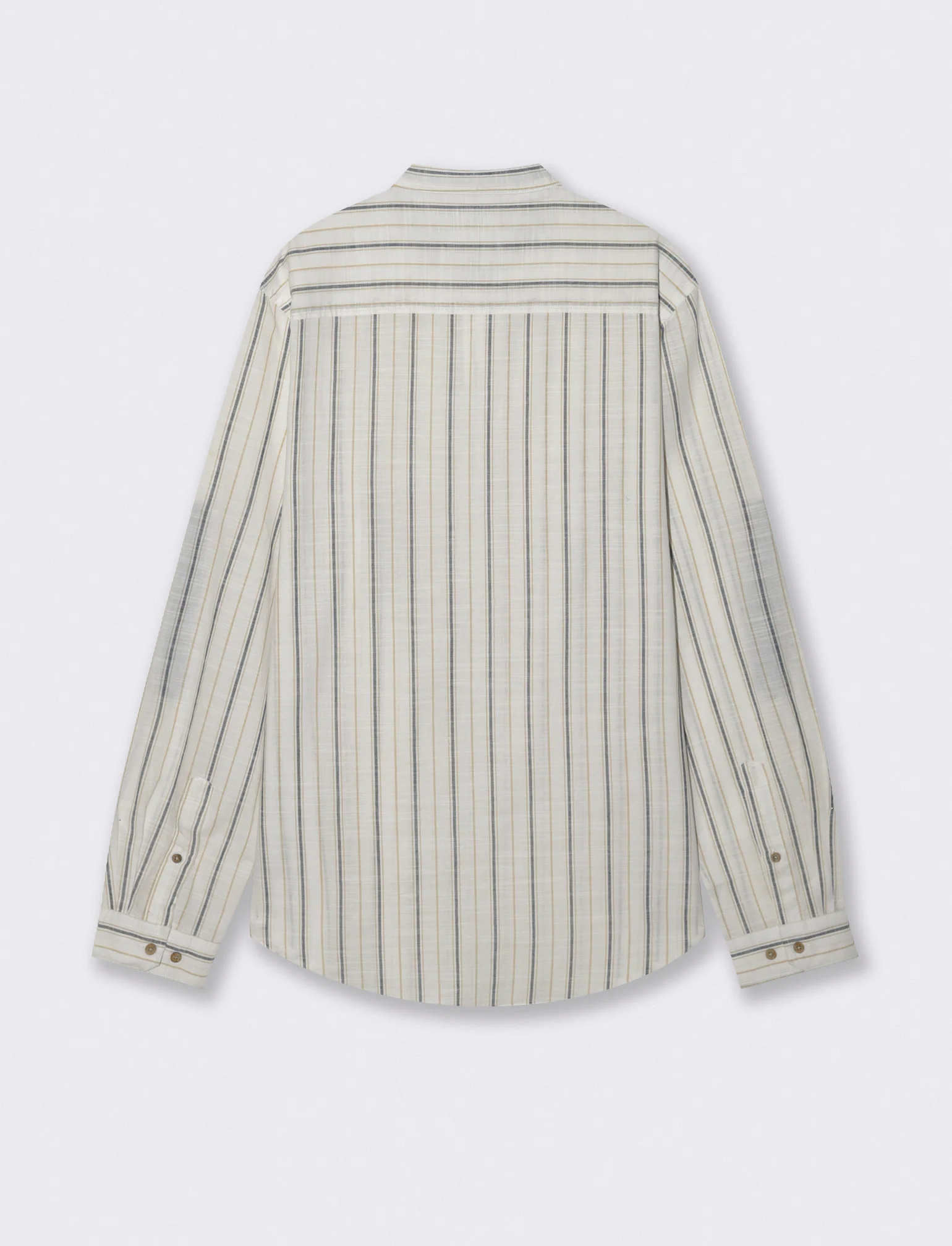 Camicia coreana a righe con denim - Bianco - Image 2