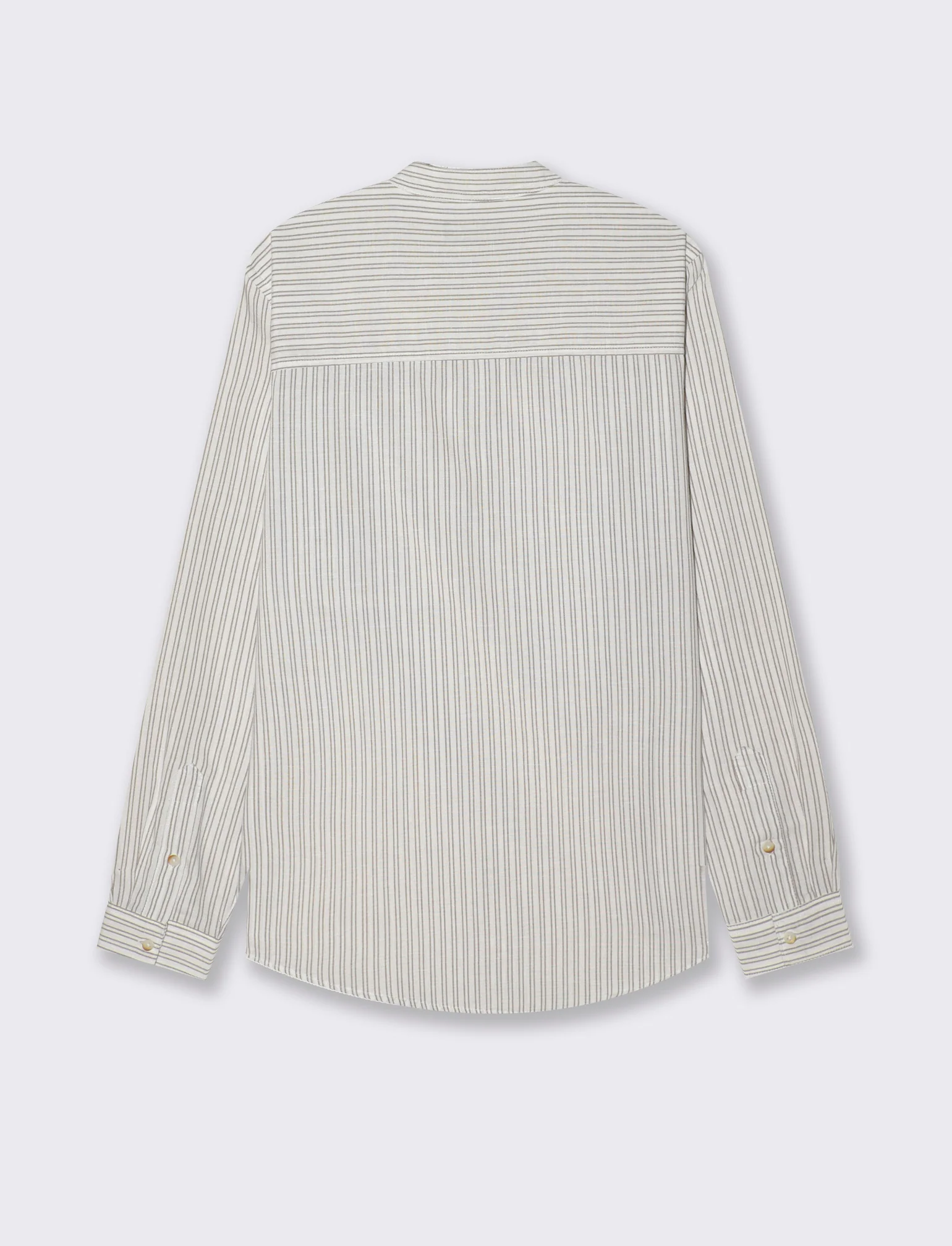 Camicia coreana a righe da uomo - Bianco - Image 2