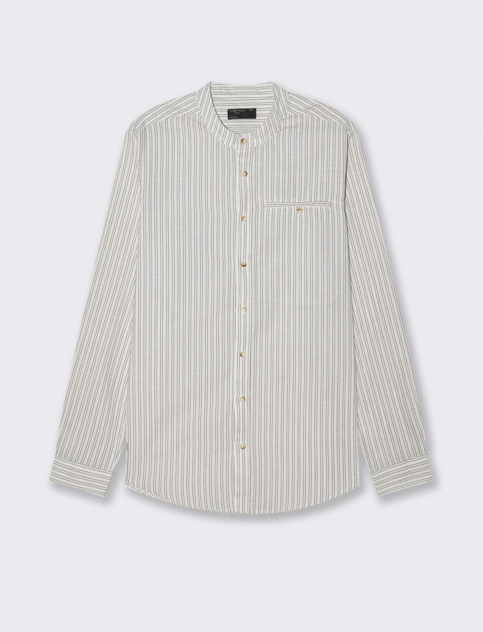 Camicia coreana a righe da uomo - Bianco - Image 4
