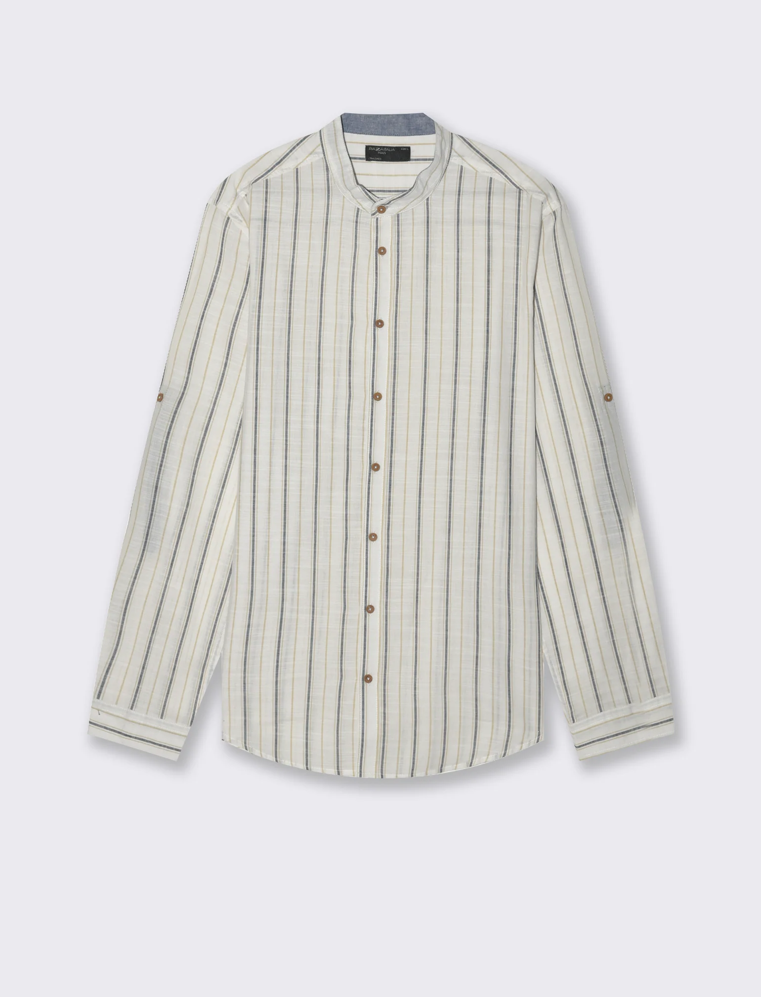 Camicia coreana a righe da uomo - Bianco
