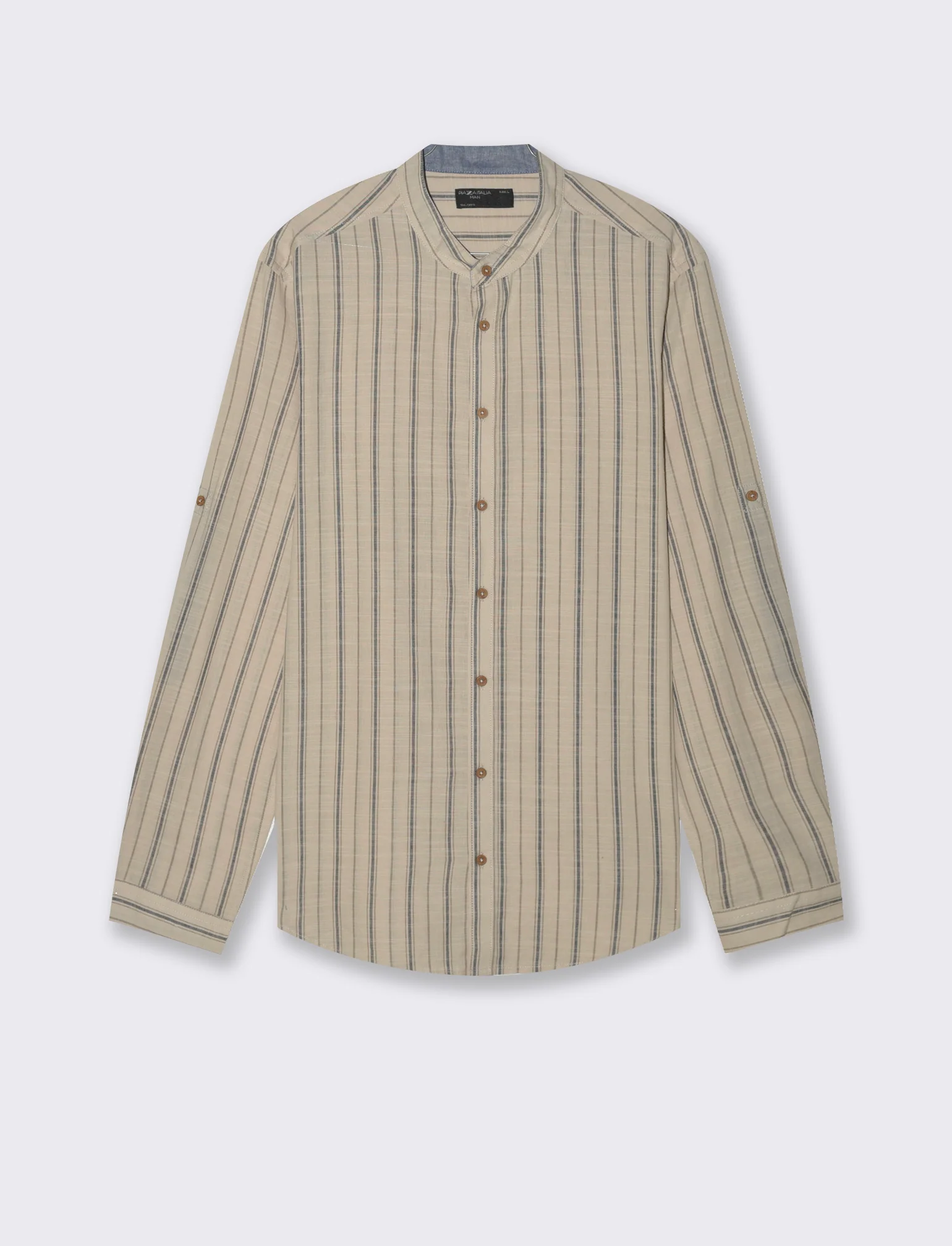Camicia coreana a righe da uomo - Sabbia