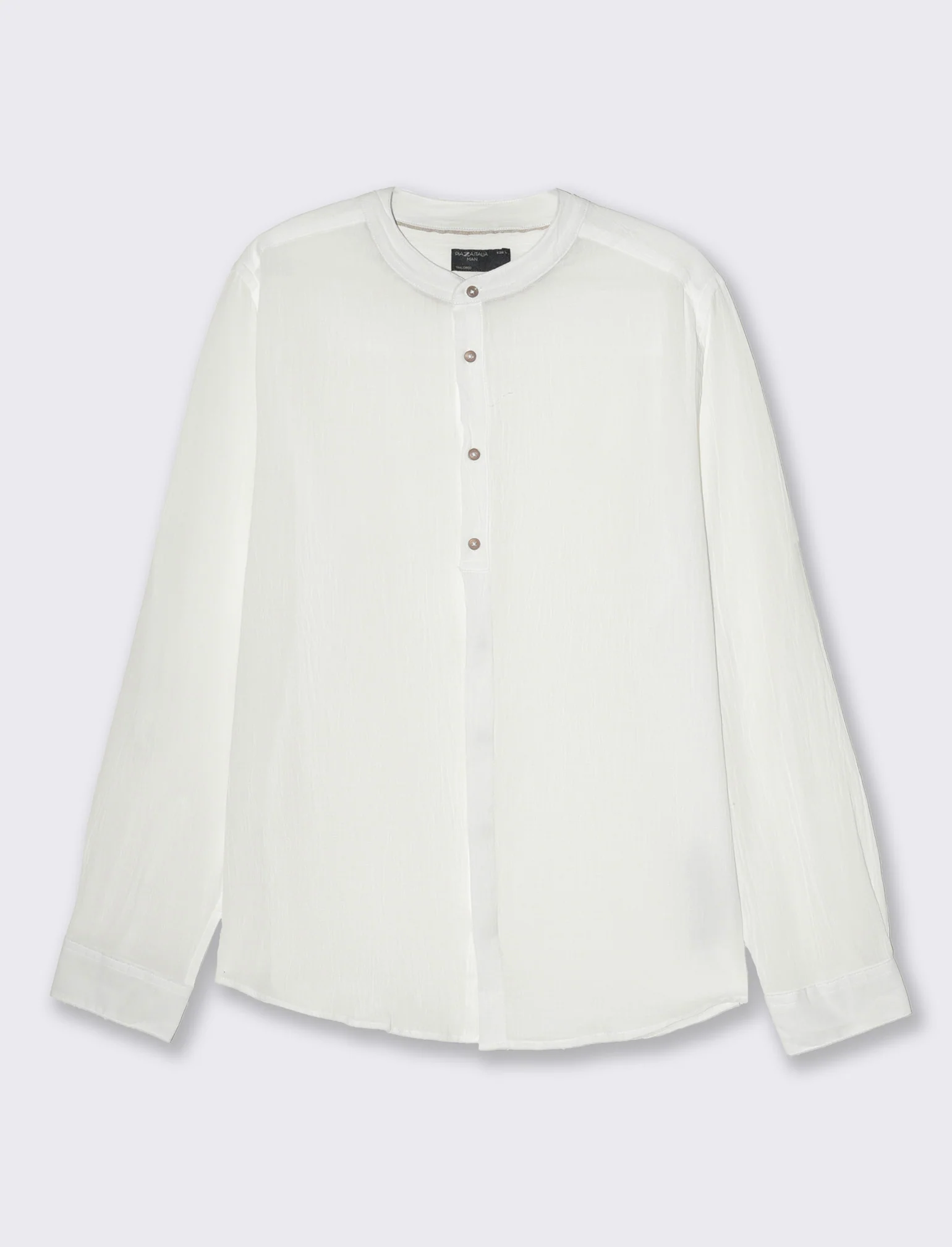 Camicia coreana effetto crepe da uomo - Bianco