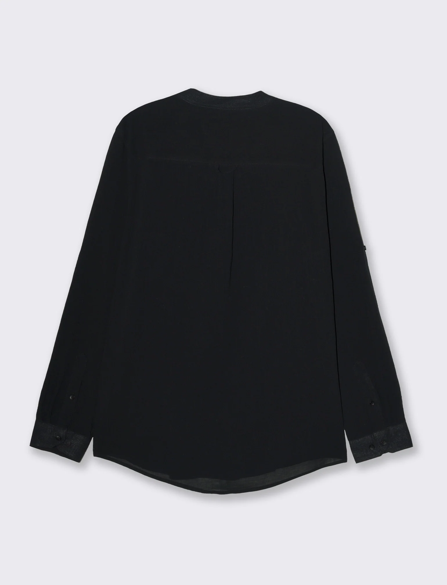 Camicia coreana effetto crepe da uomo - Nero - Image 2