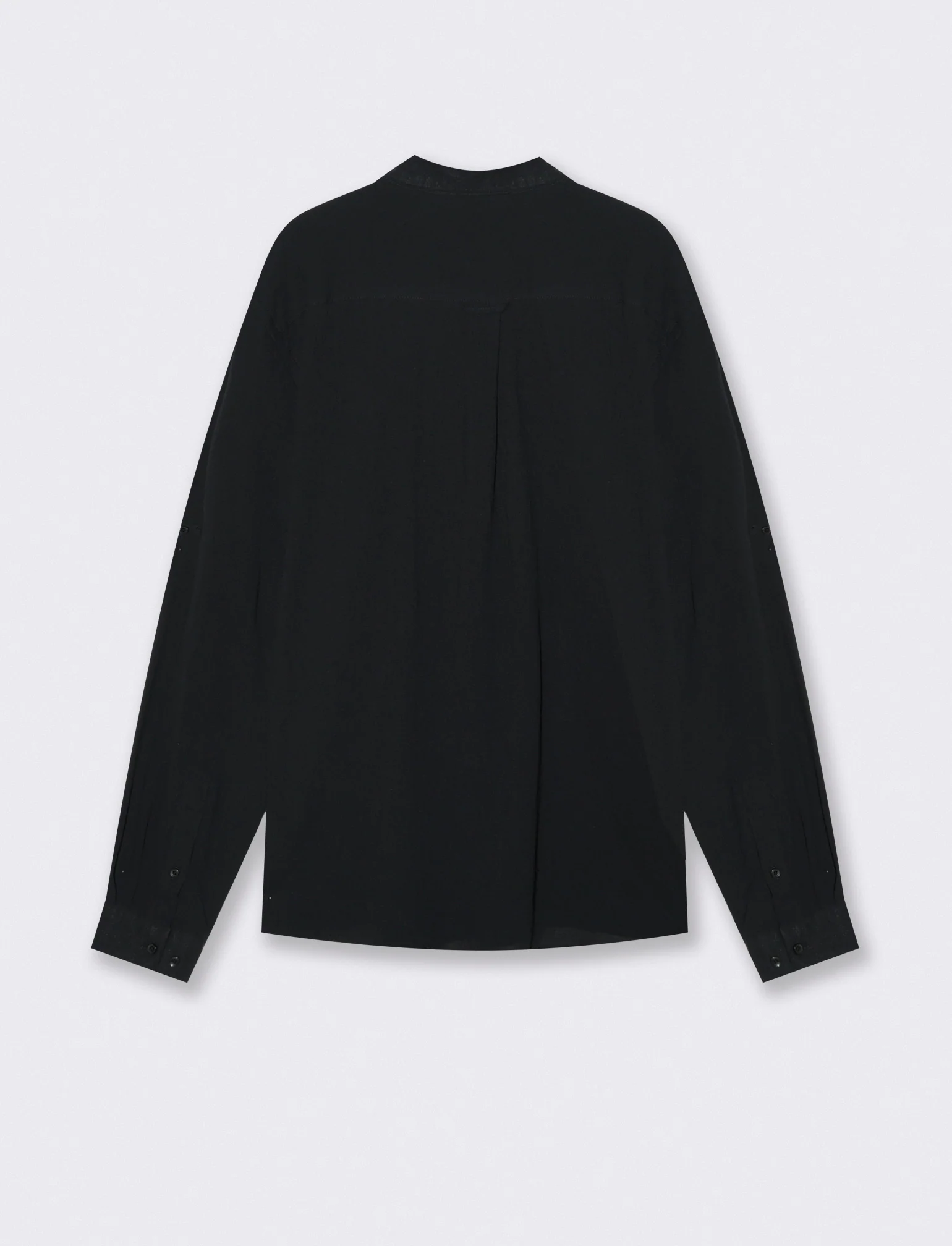 Camicia coreana effetto crepe in cotone - Nero - Image 2