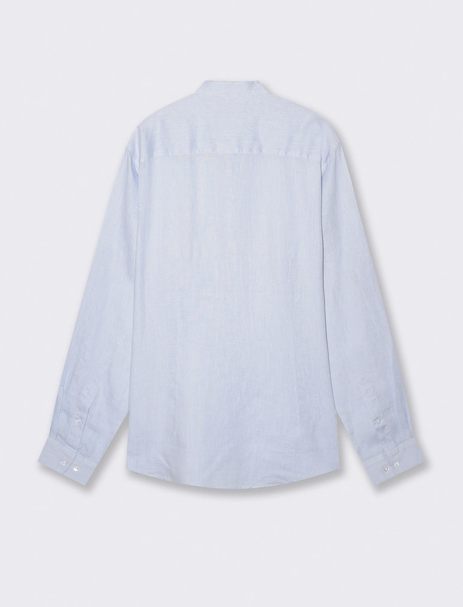 Camicia coreana in puro lino leggero - Celeste polvere - Image 2