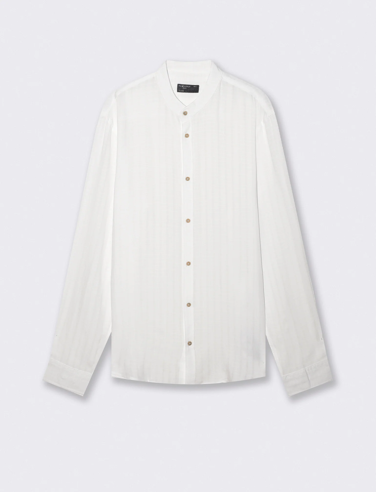 Camicia Coreana Jacquard a Righe - Bianco