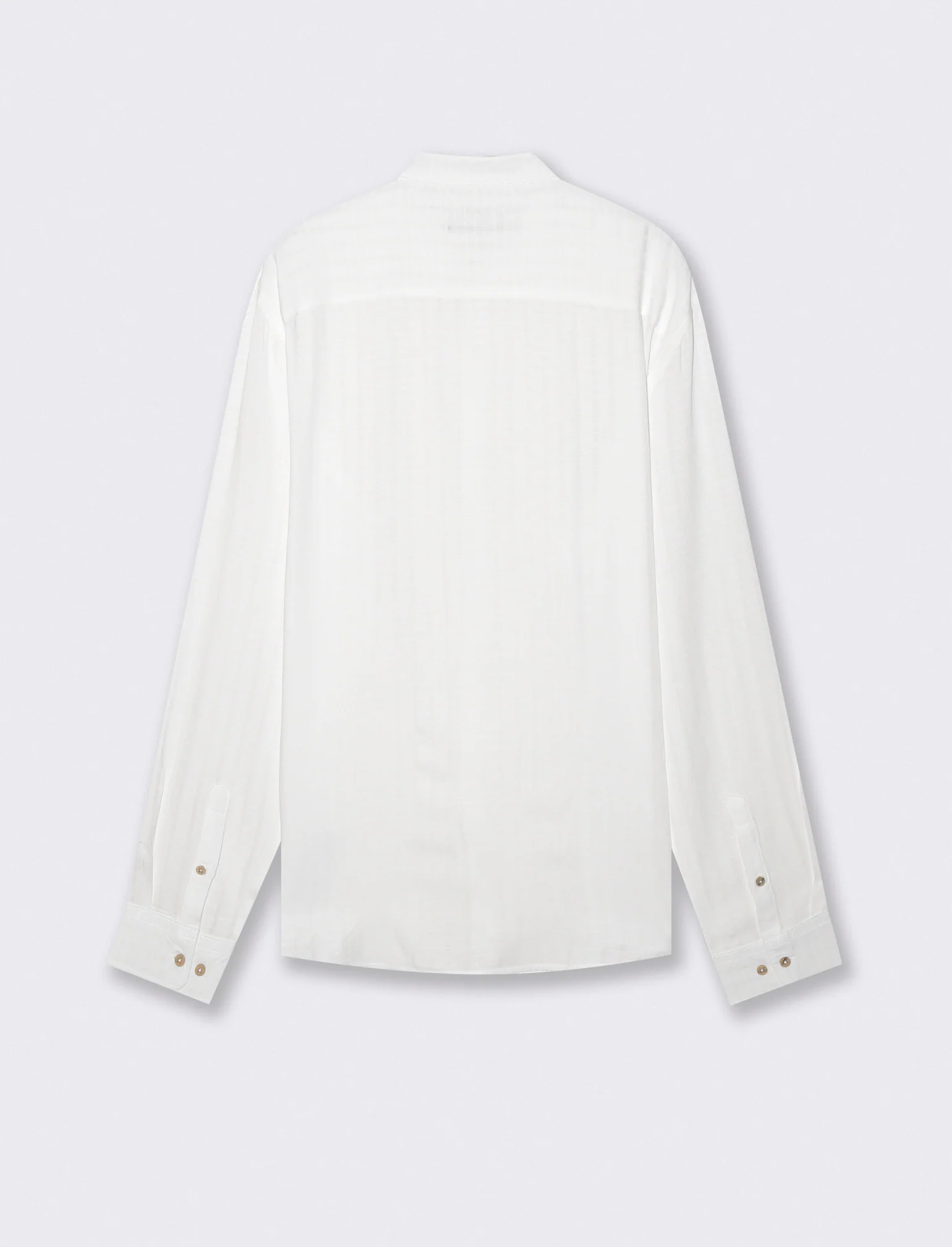 Camicia Coreana Jacquard a Righe - Bianco - Image 2