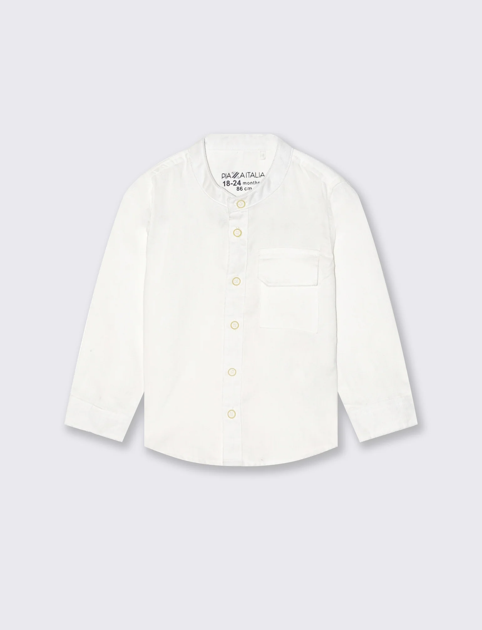 Camicia coreana manica lunga tinta unita - Bianco latte