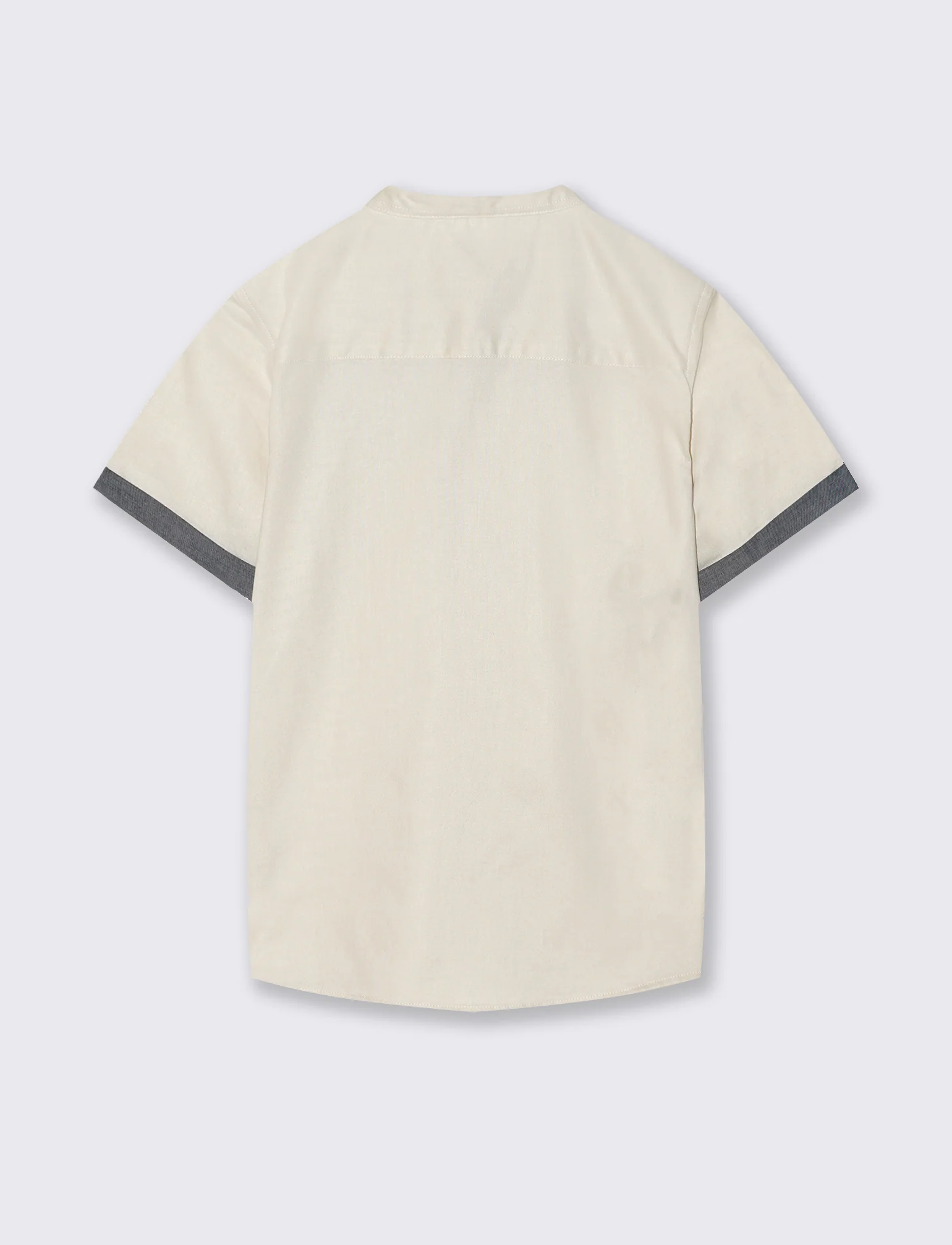Camicia coreana mezza manica in cotone - Beige - Image 2