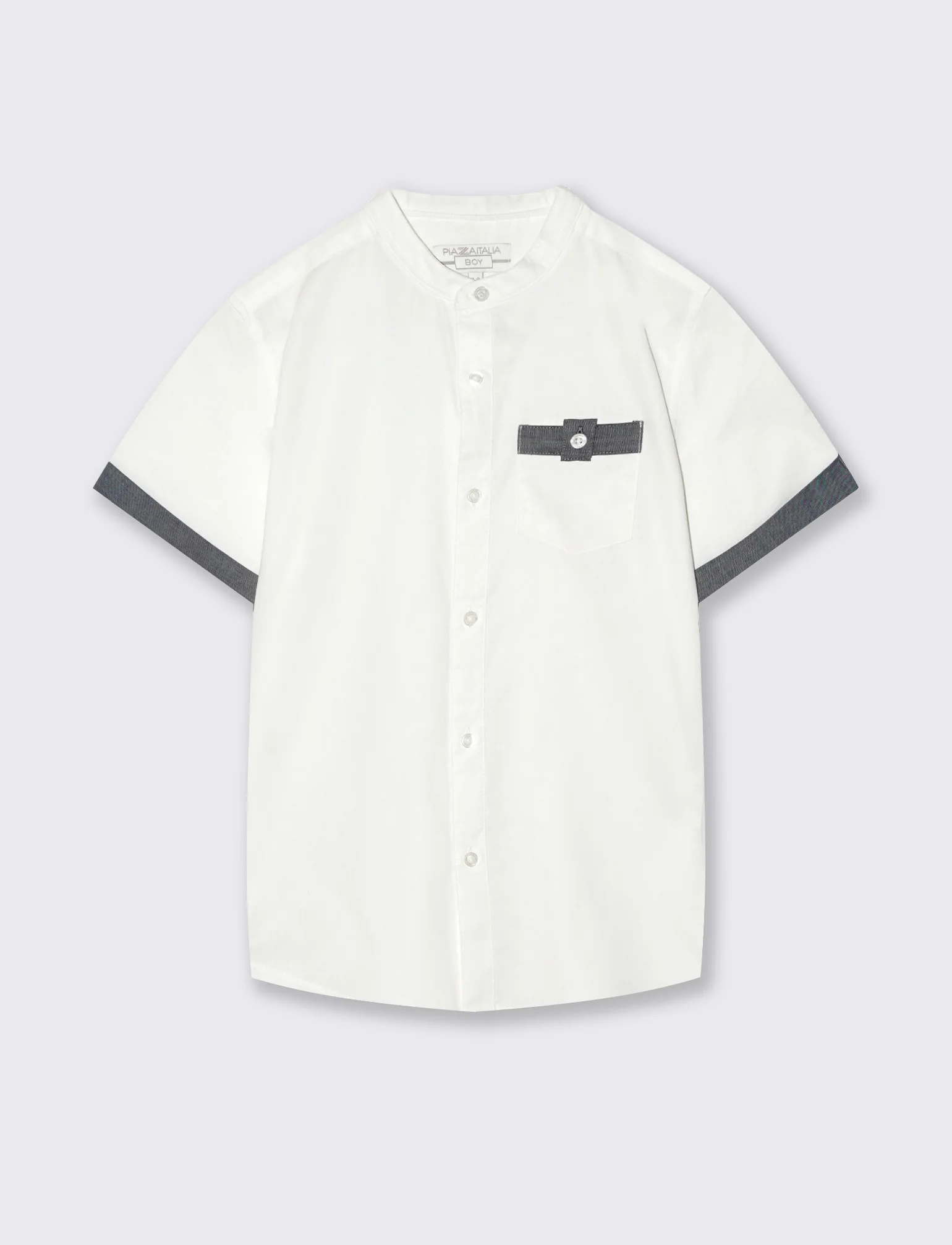 Camicia coreana mezza manica in cotone - Bianco