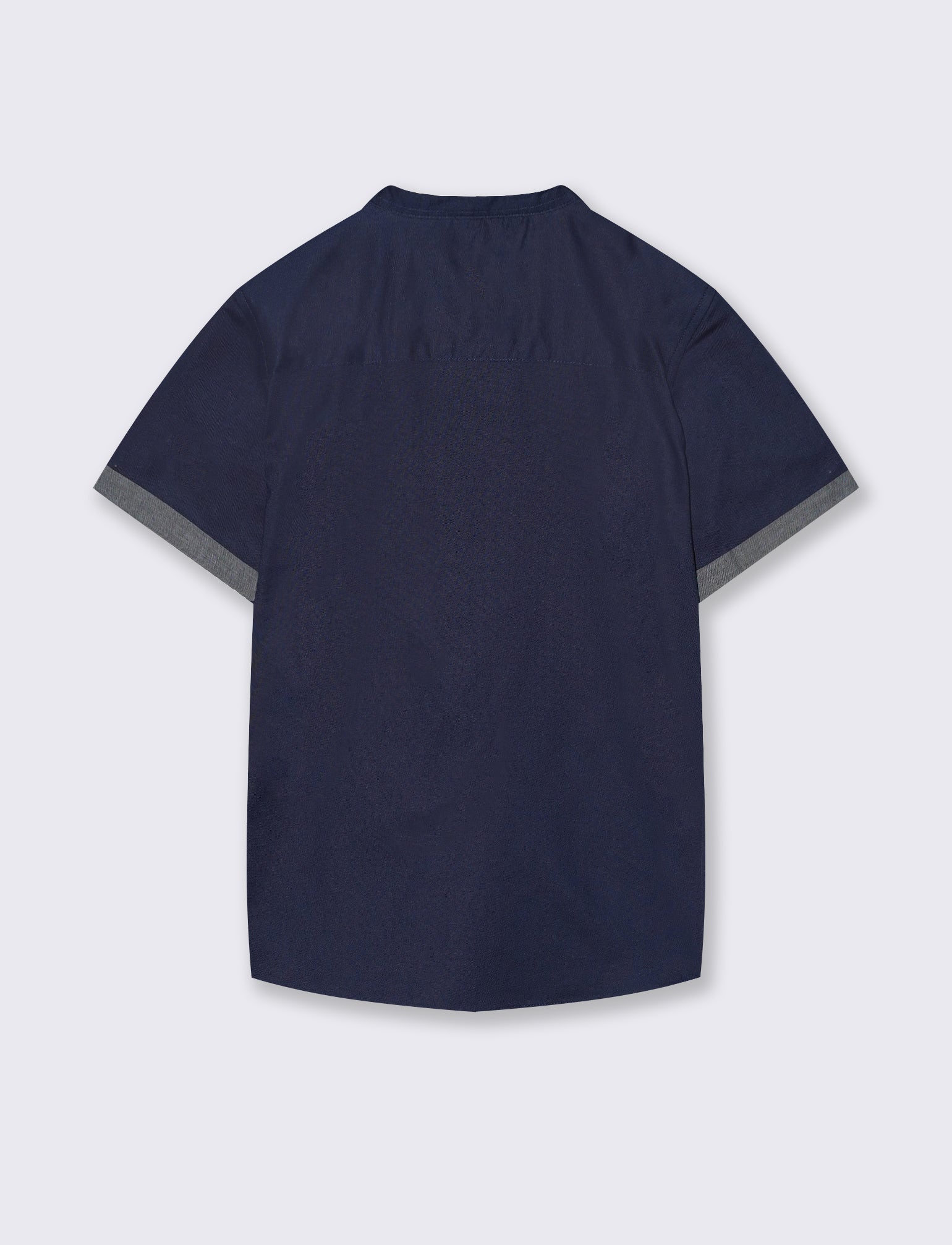 Camicia coreana mezza manica in cotone - Blu - Image 2