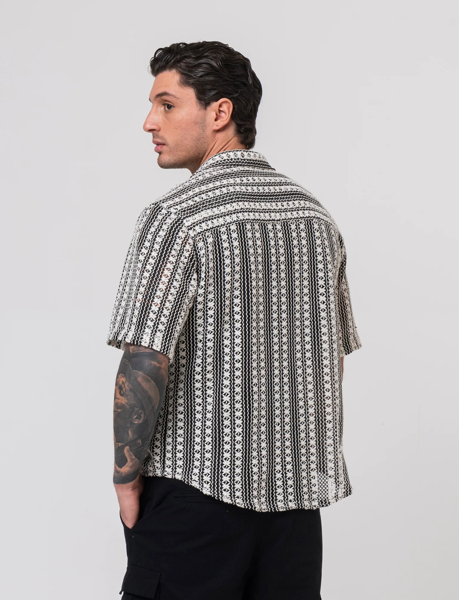 Camicia crochet da uomo - Nero - Image 2