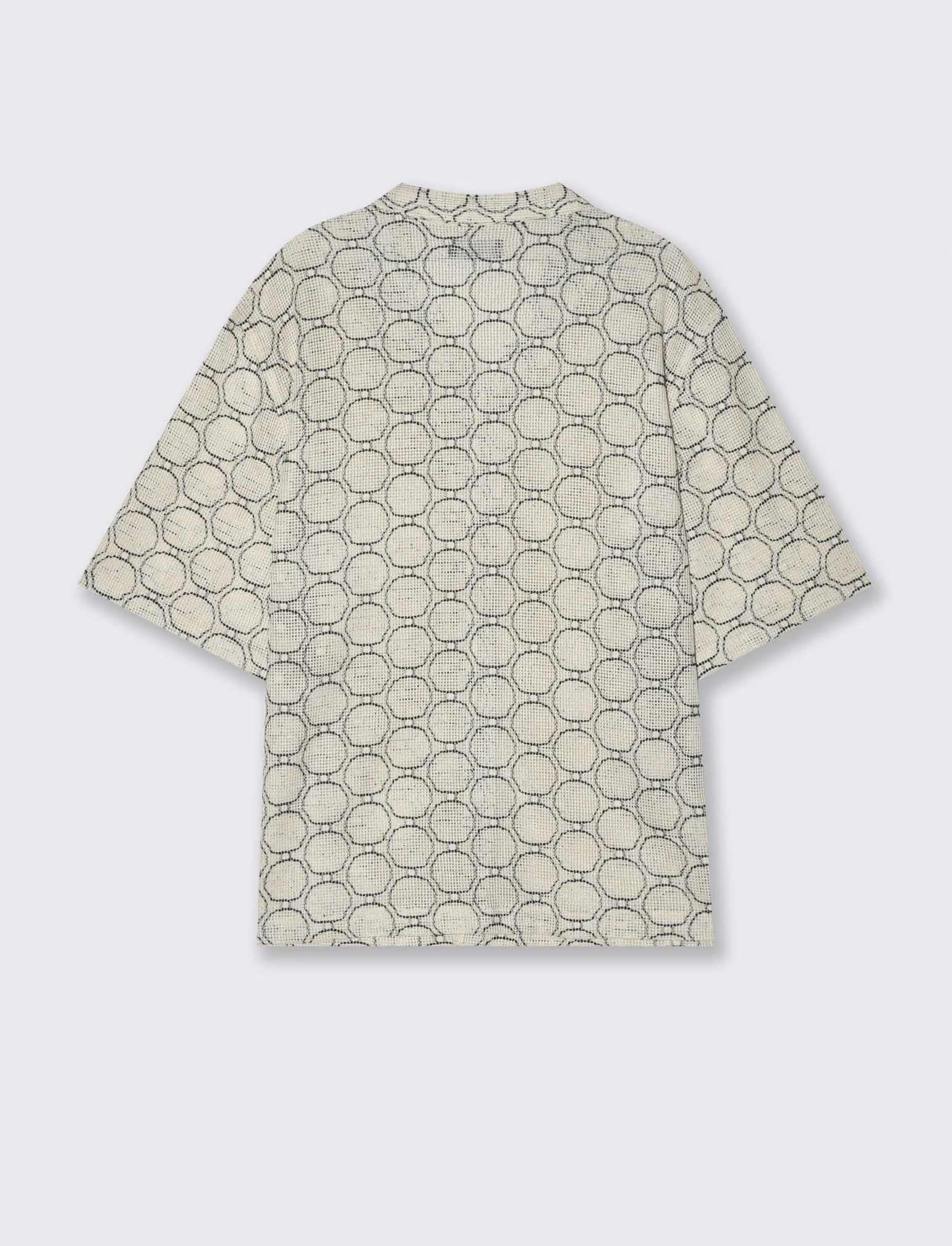 Camicia crochet fantasia astratta da uomo - Bianco - Image 2