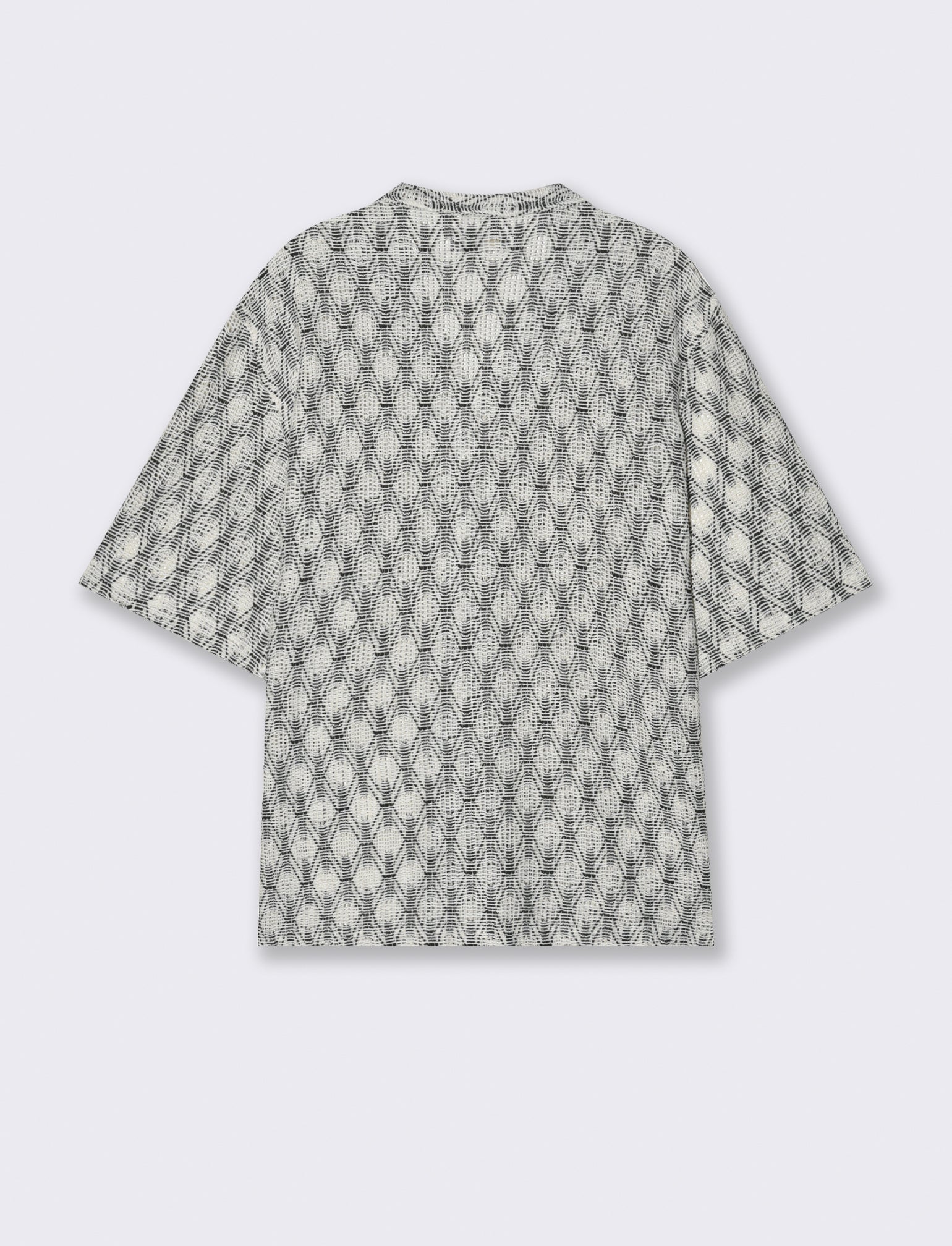 Camicia crochet fantasia astratta da uomo - Nero - Image 2