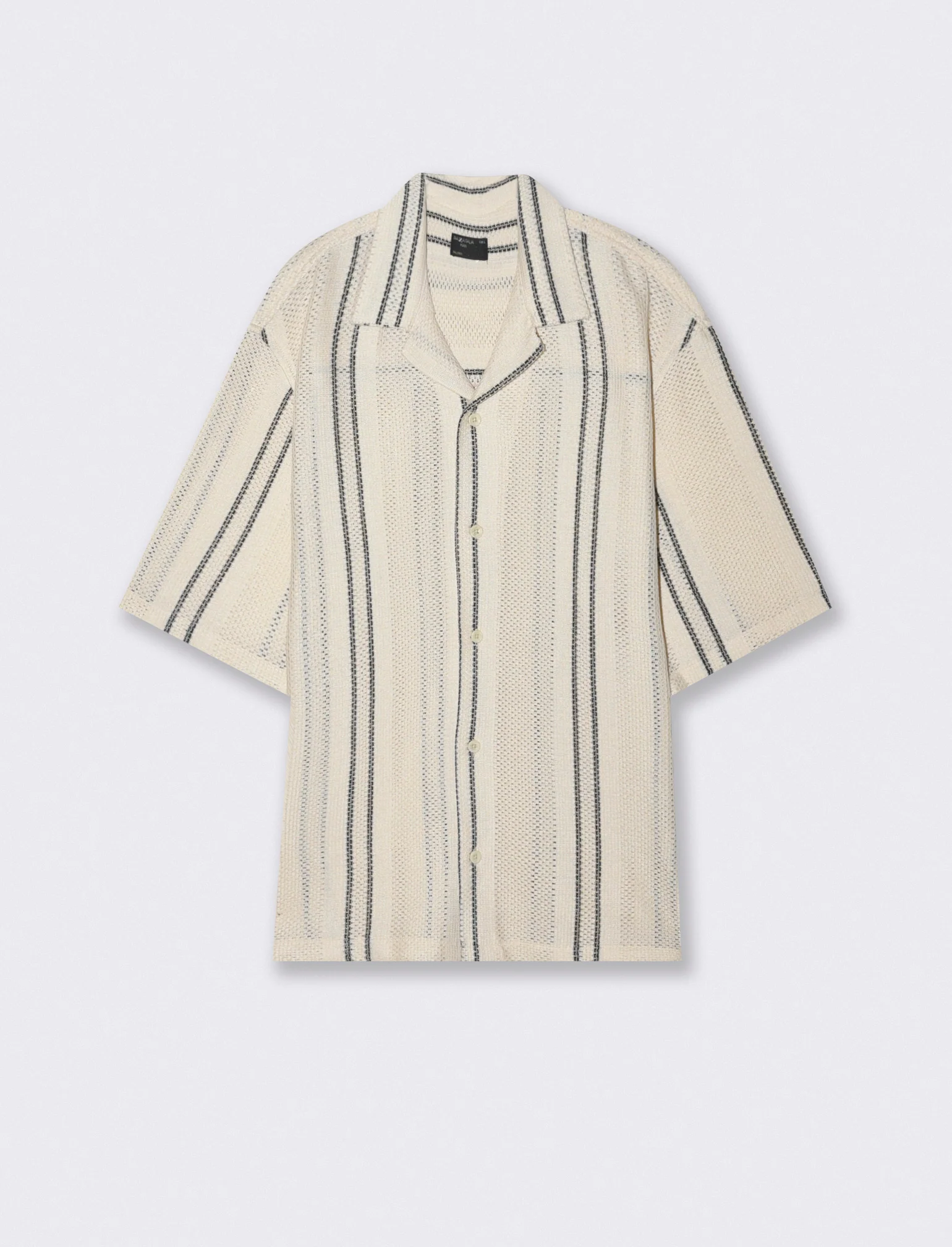 Camicia Cropped Boxy Fit in Crochet - Beige ecru - Image 2