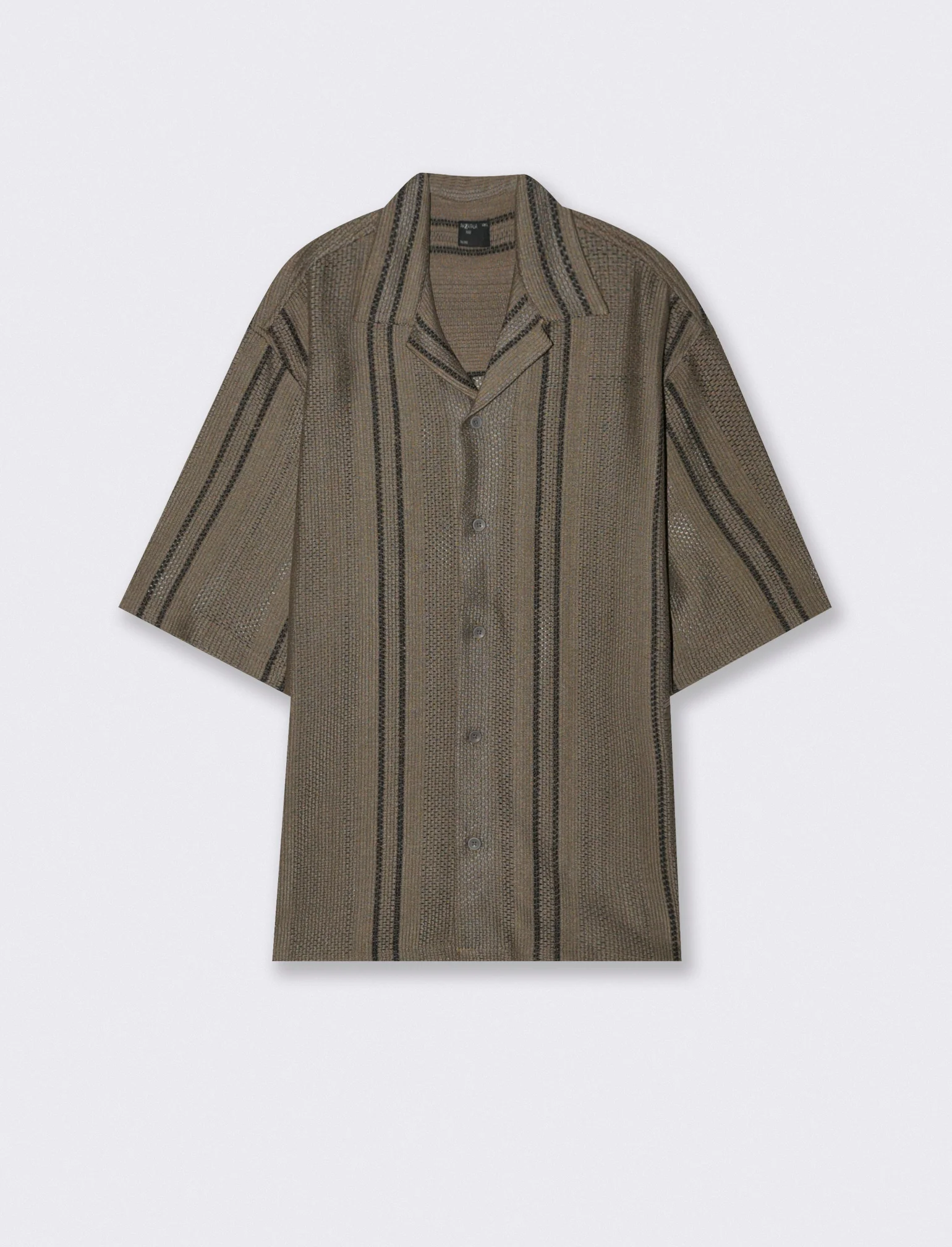 Camicia Cropped Boxy Fit in Crochet - Grigio fango - Image 2