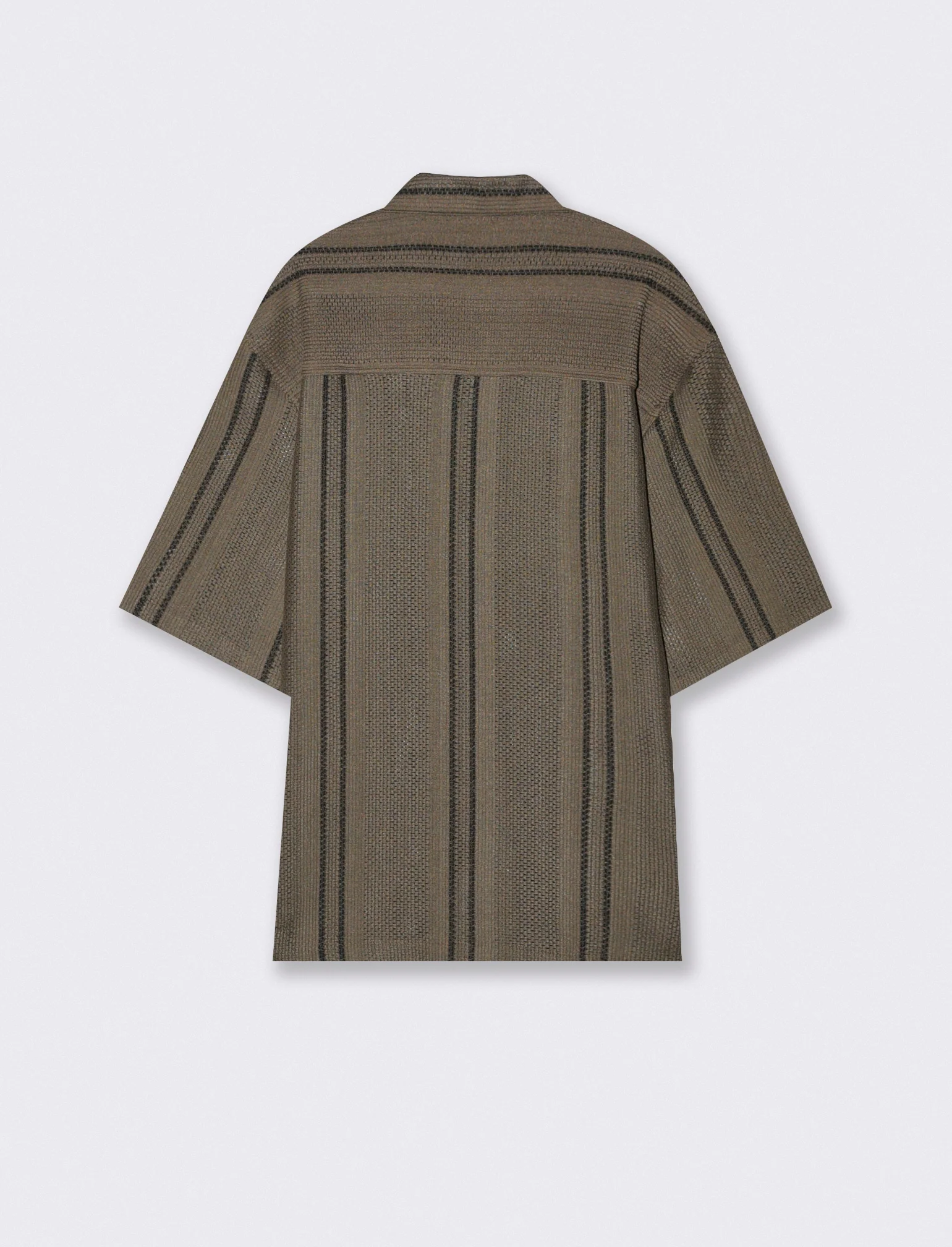 Camicia Cropped Boxy Fit in Crochet - Grigio fango - Image 4