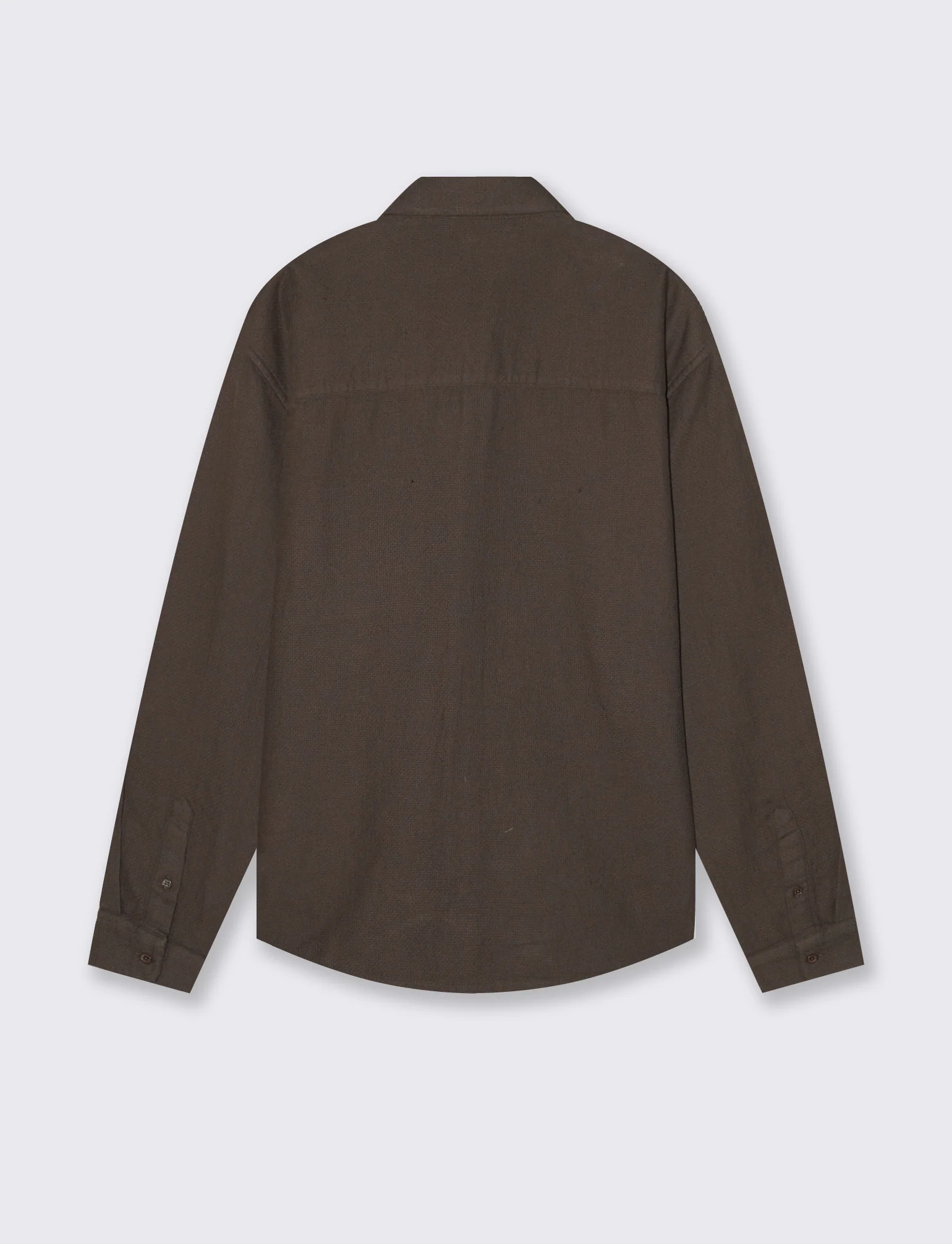 Camicia cropped in cotone waffle - Grigio fango - Image 4