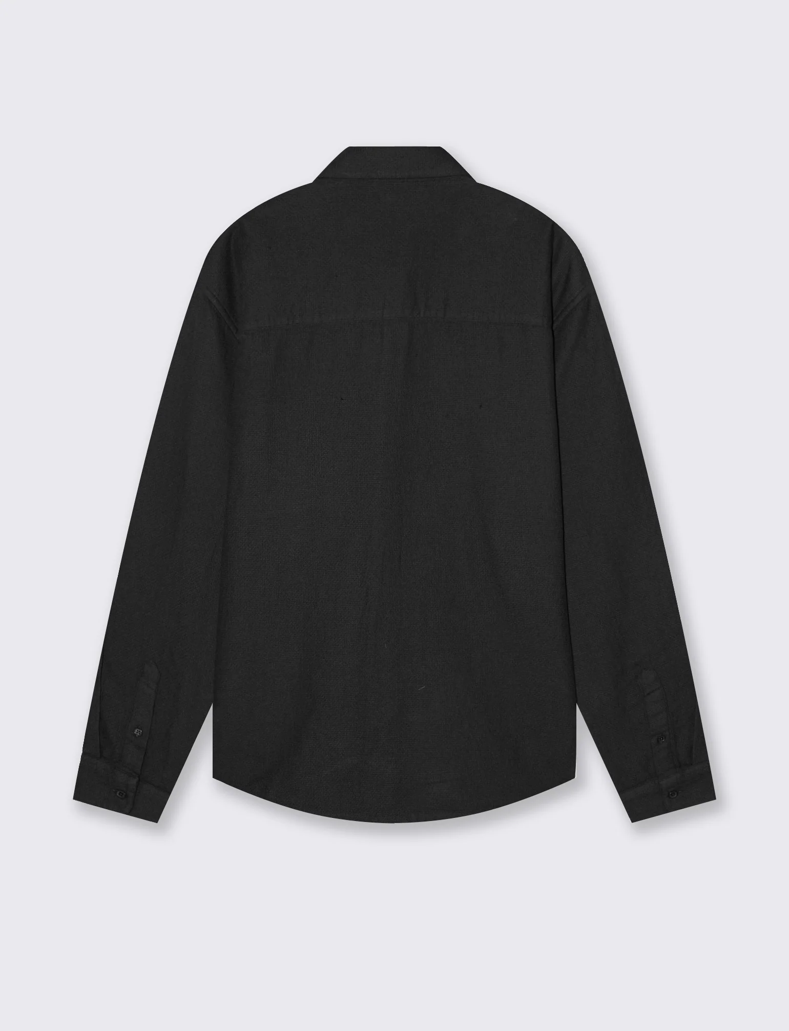Camicia cropped in cotone waffle - Nero - Image 2