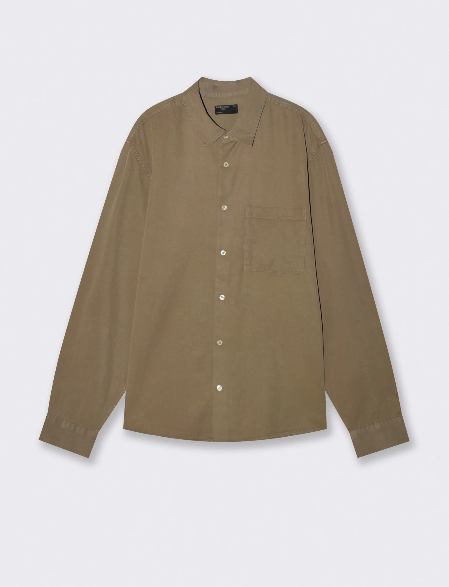Camicia cropped in lyocell e cotone - Verde kaki