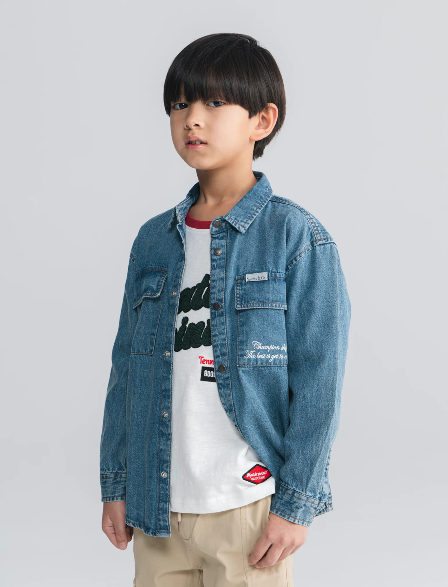Camicia denim oversize con applicazioni - Denim - Image 4