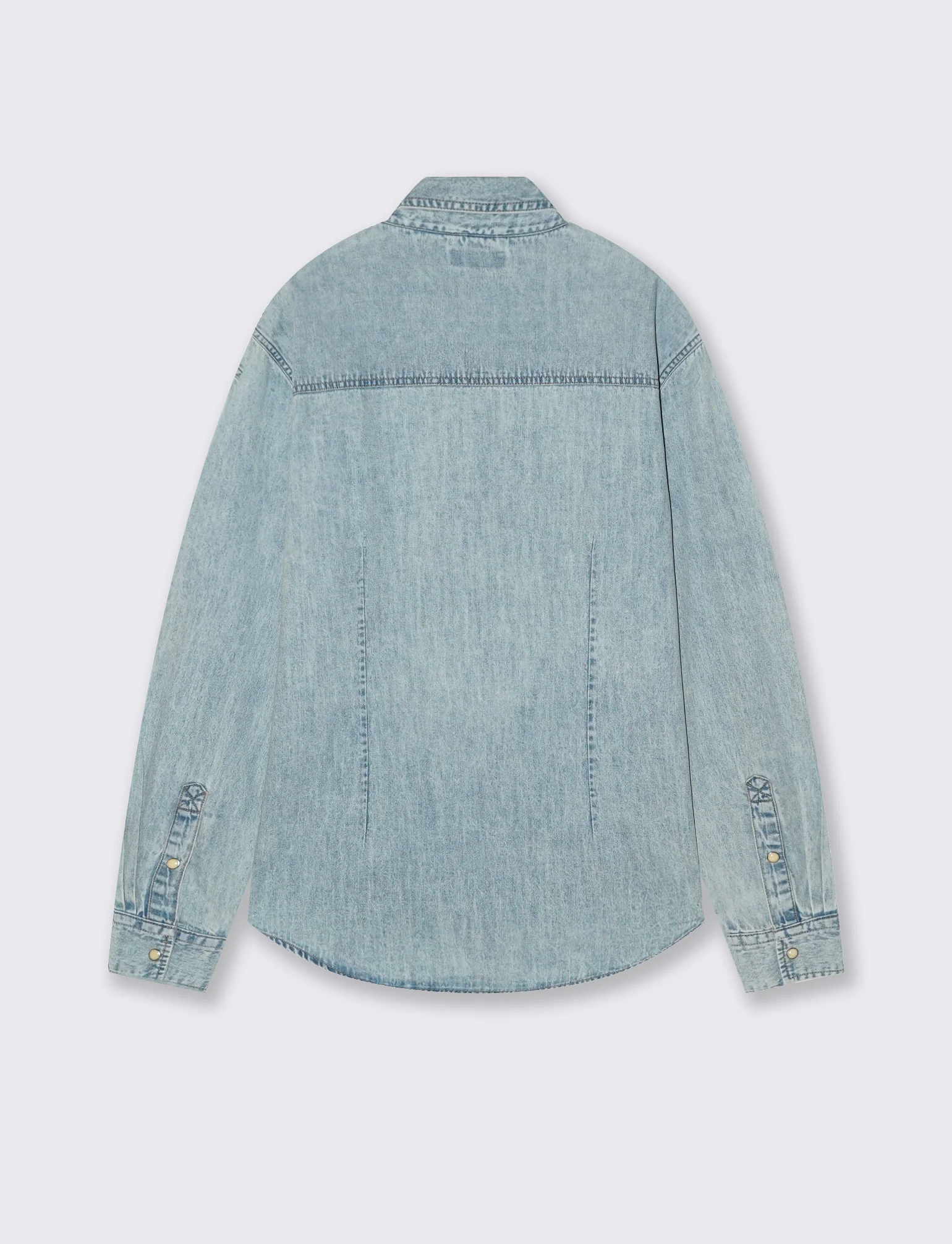 Camicia denim regular fit con tasche - Denim chiaro - Image 5