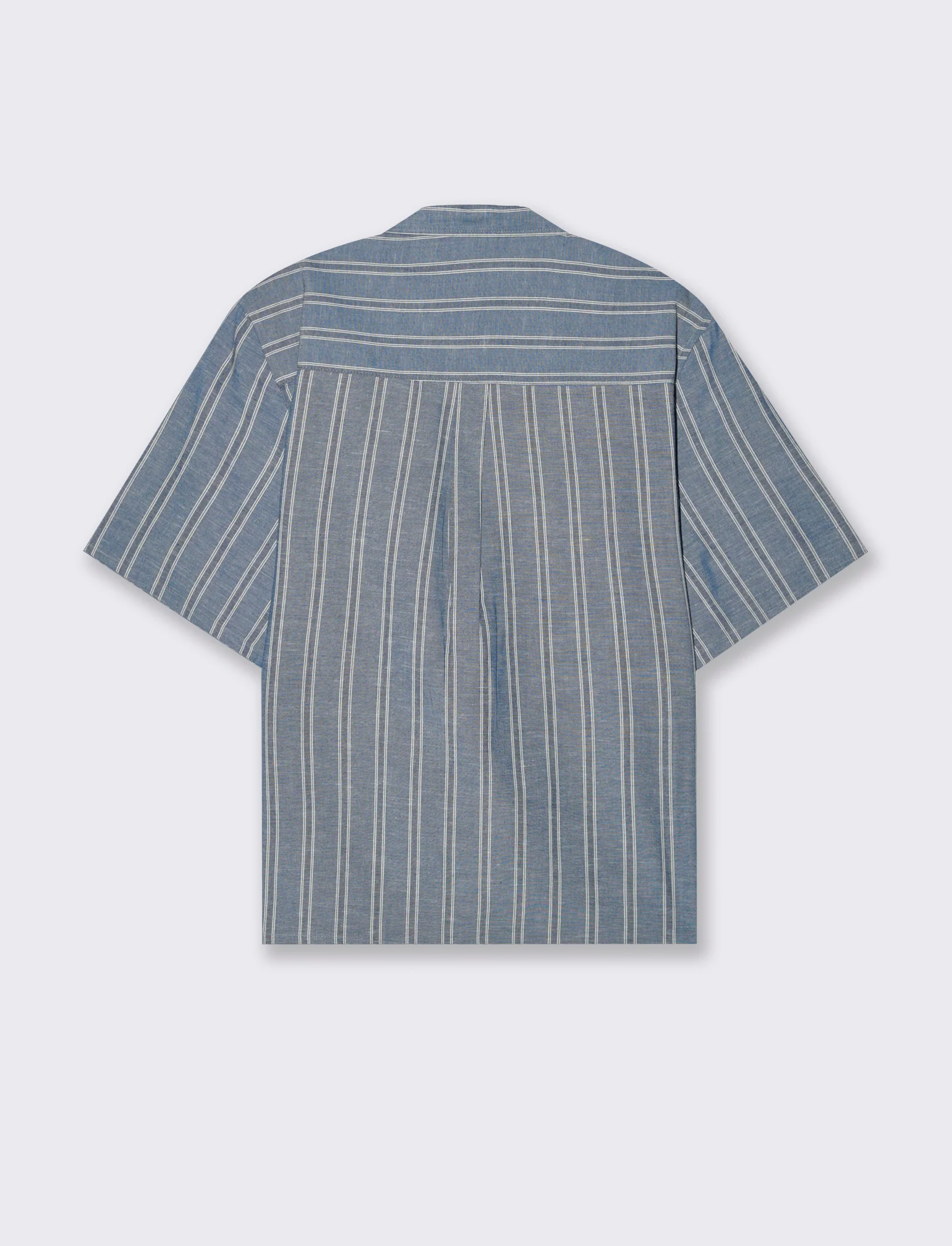 Camicia effetto denim a righe da uomo - Blu - Image 2