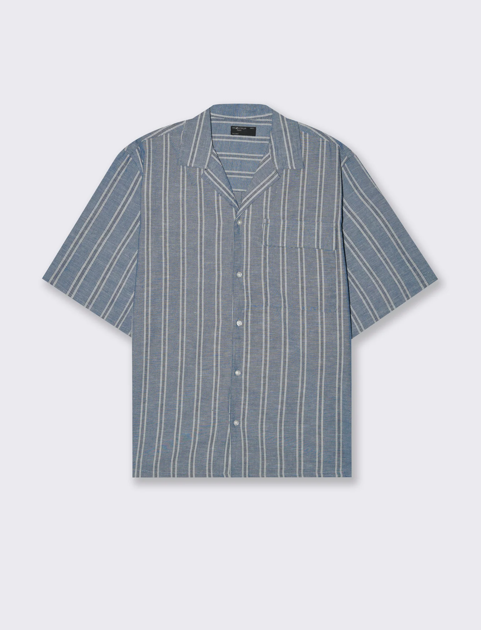 Camicia effetto denim a righe da uomo - Blu - Image 4