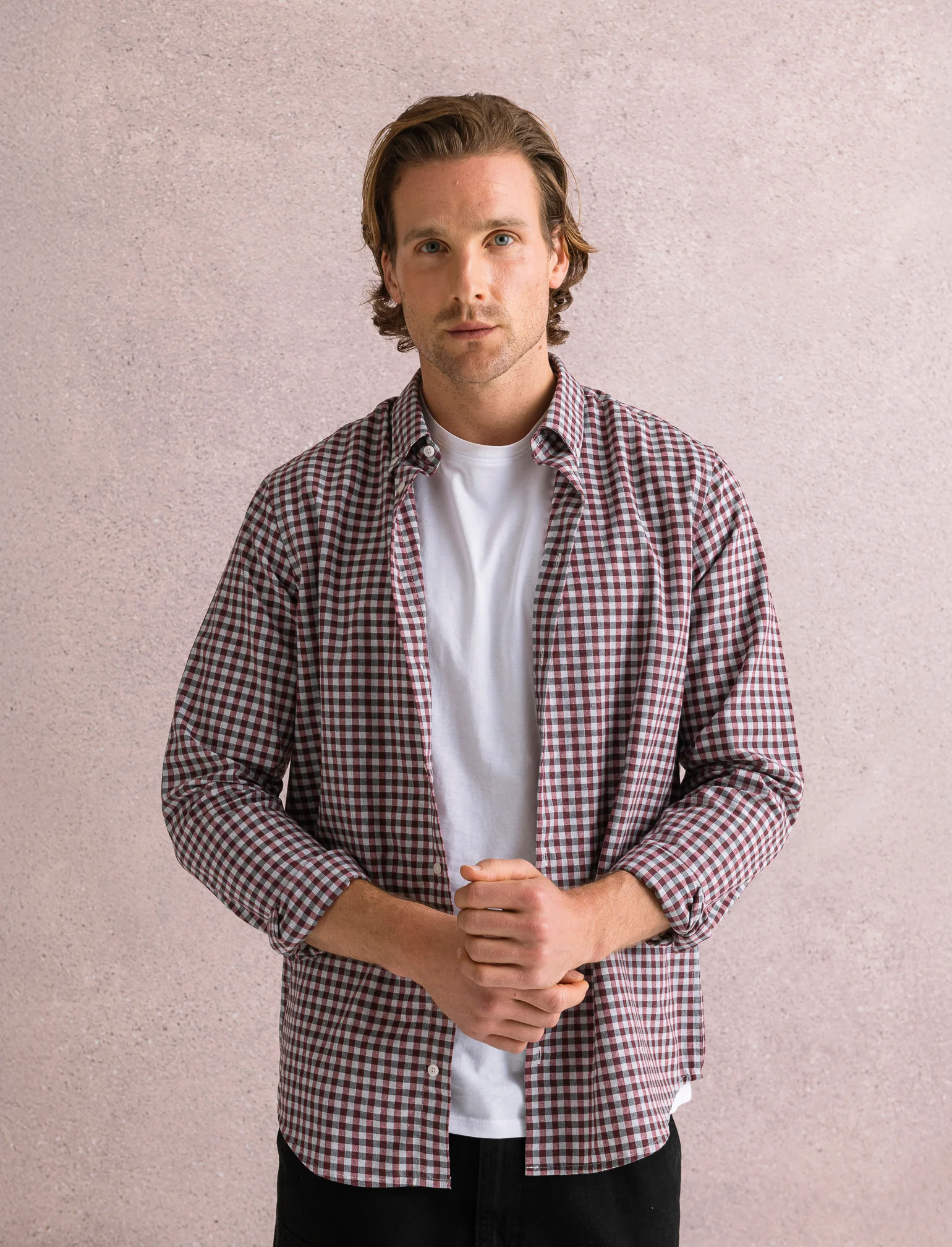 CAMICIA FANTASIA A QUADRI - Bordeaux - Image 4