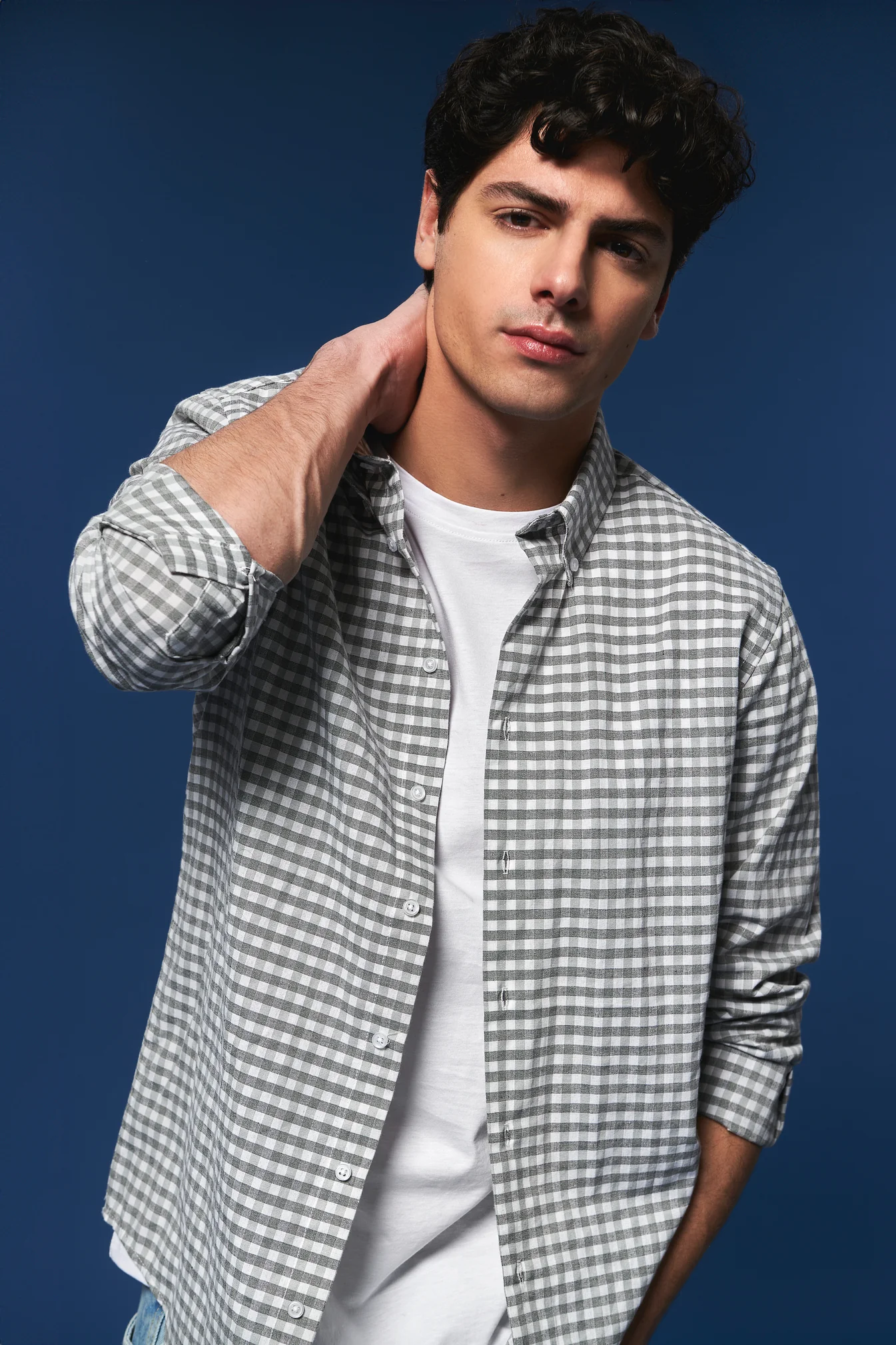 Camicia fantasia a quadri da uomo - Verde salvia