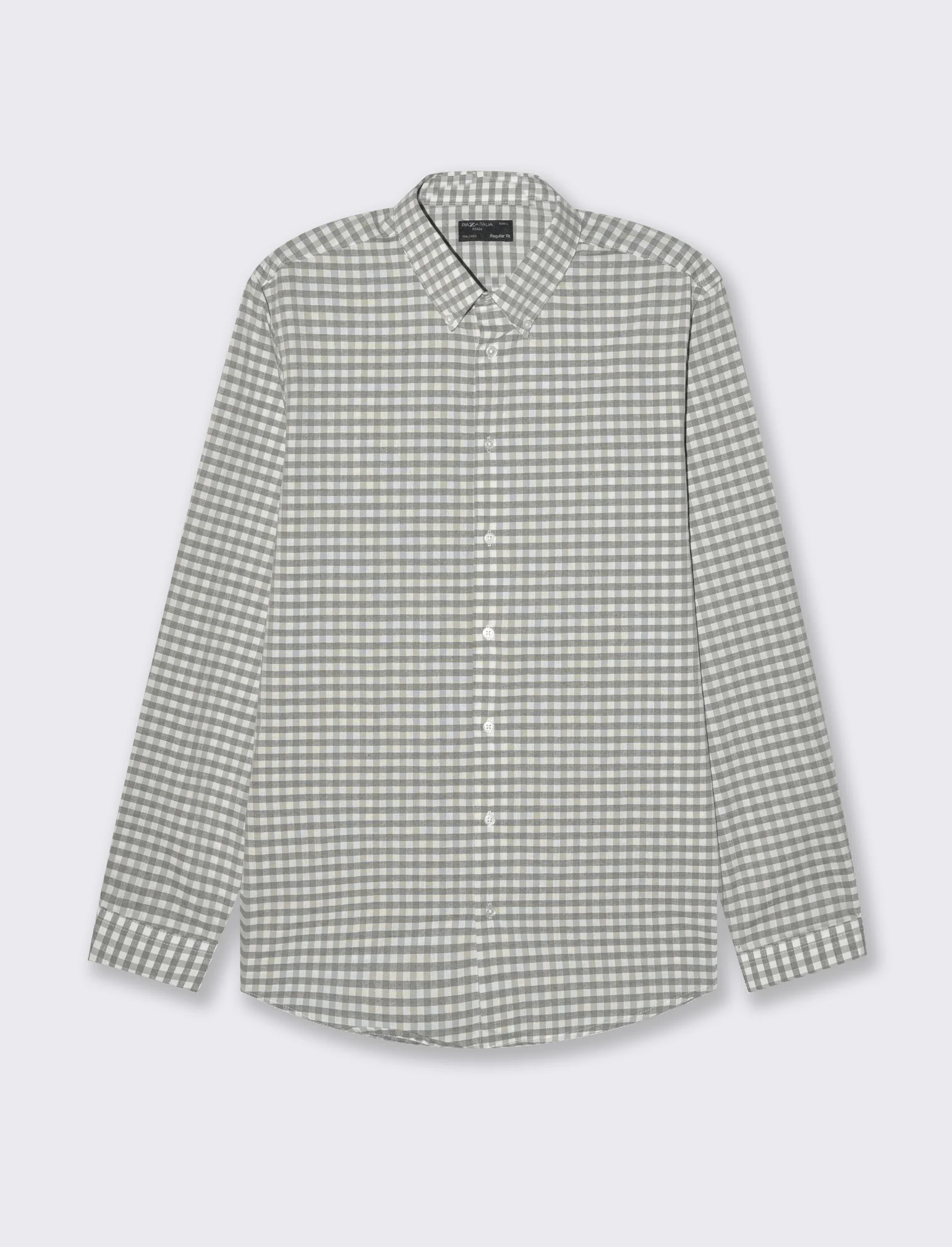 Camicia fantasia a quadri da uomo - Verde salvia - Image 2