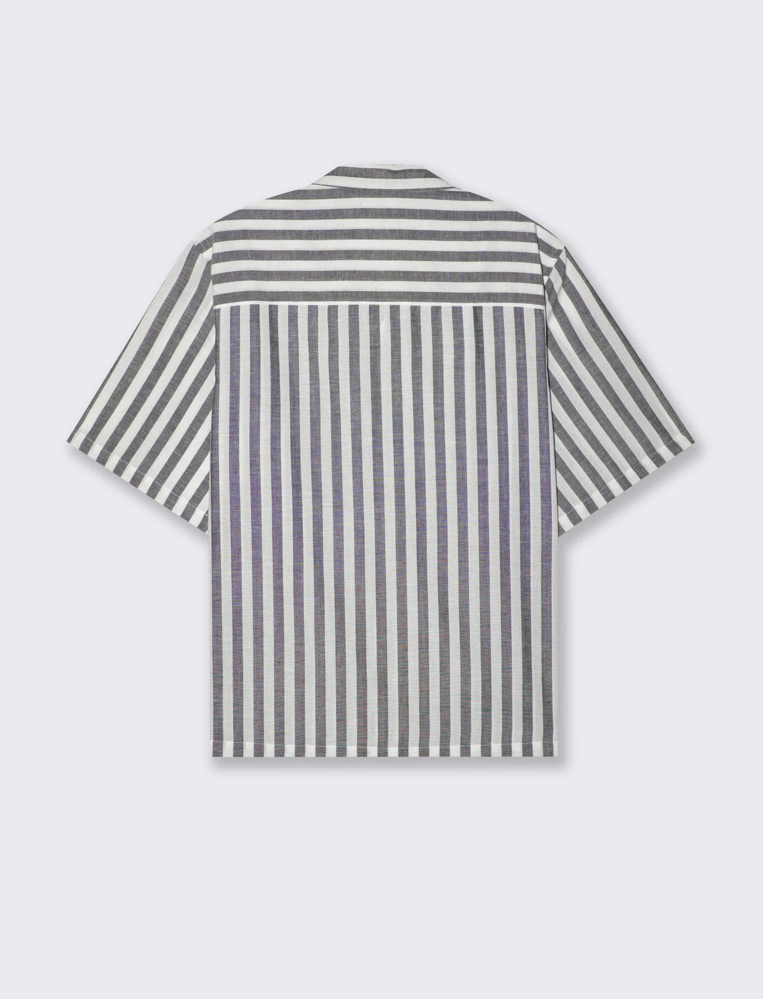 Camicia fantasia a righe da uomo - Nero - Image 2