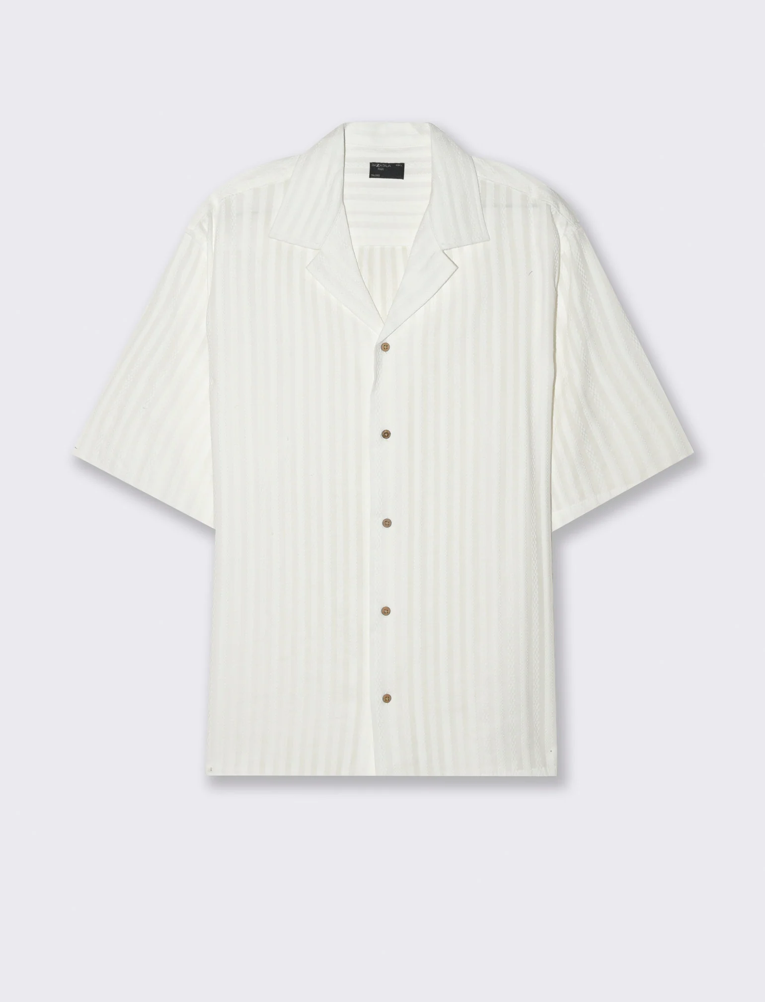 Camicia fantasia jacquard effetto ricamo da uomo - Bianco