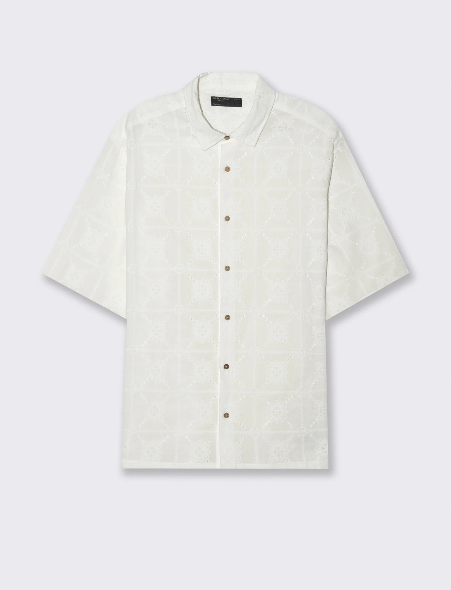 Camicia fantasia ricamata da uomo - Bianco - Image 4