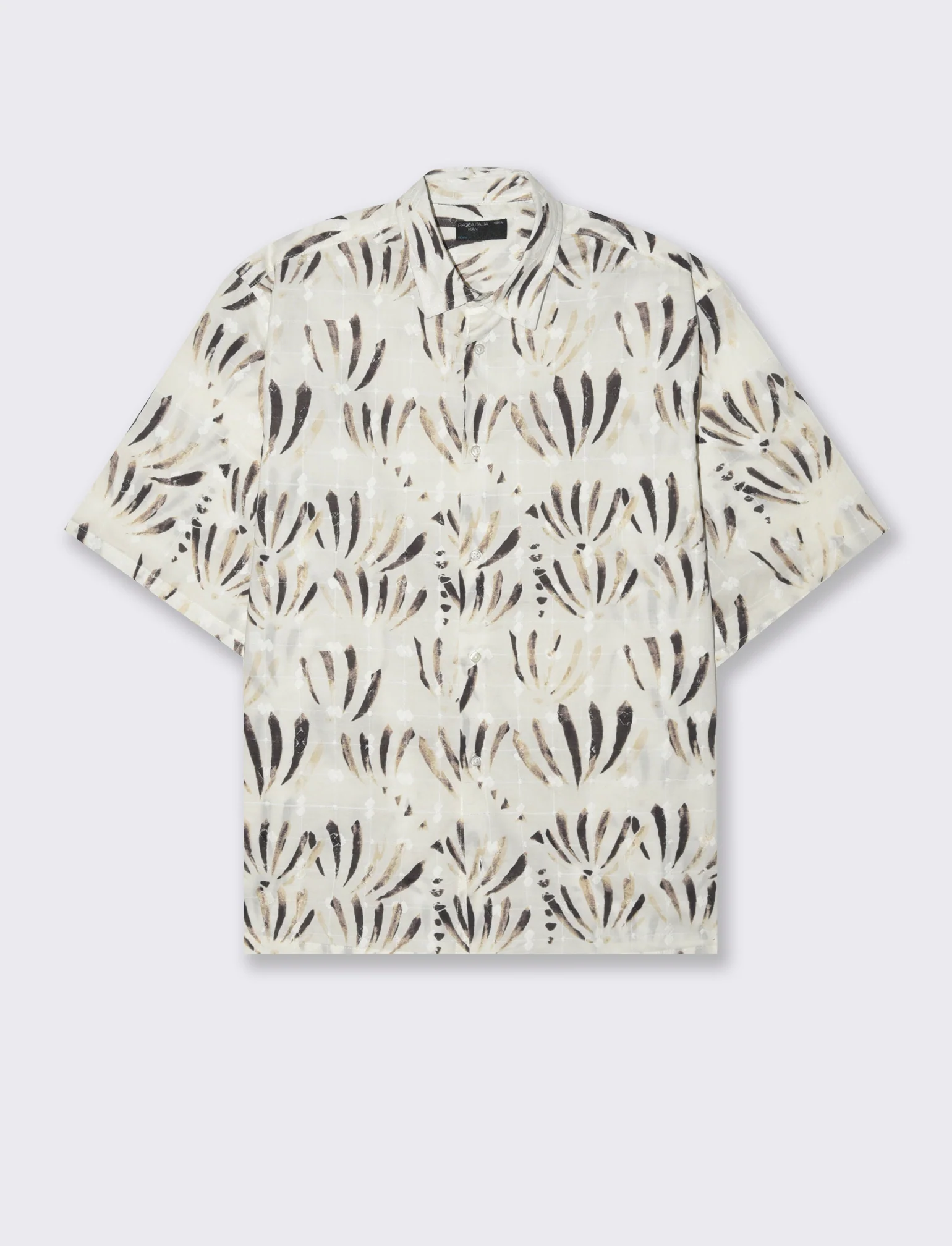 Camicia fantasia stampata e ricamata da uomo - Beige ecru - Image 4