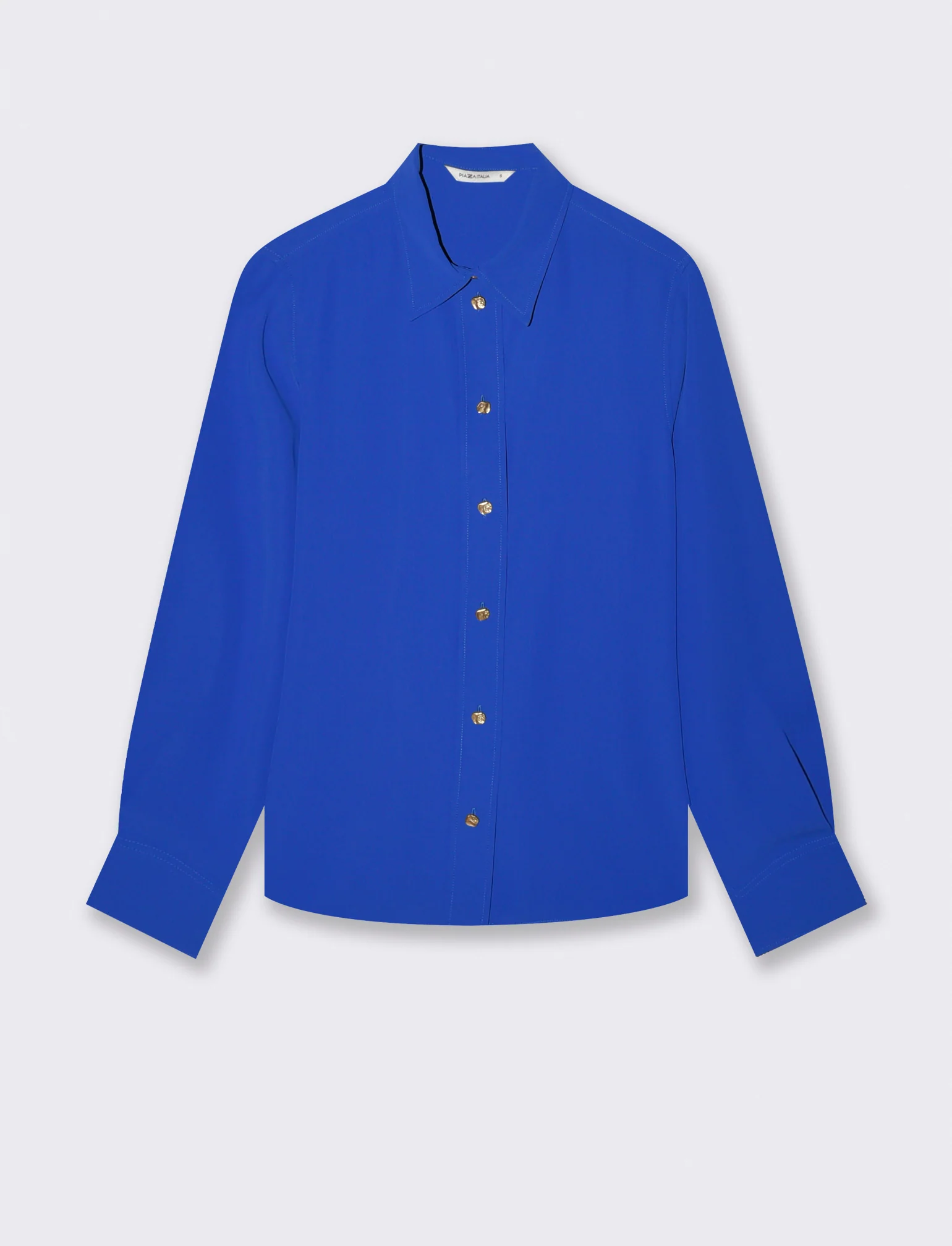 Camicia fluida manica lunga con bottoni dorati - Blu royal