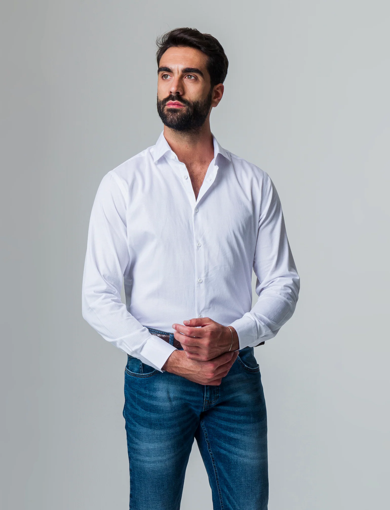 Camicia formal strutturata regular fit da uomo - Bianco - Image 3