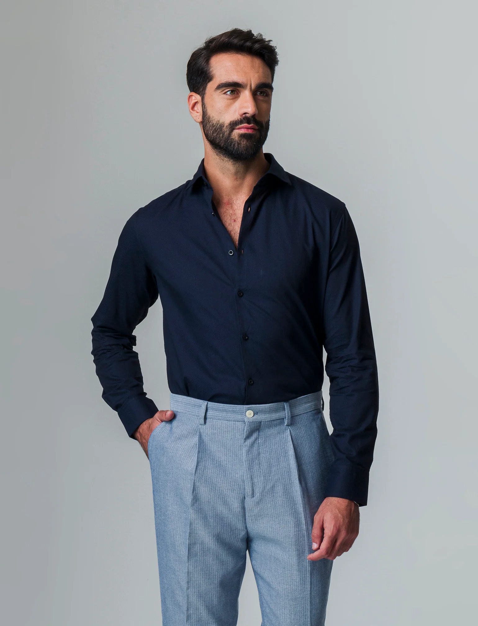 Camicia formal strutturata regular fit da uomo - Nero - Image 3