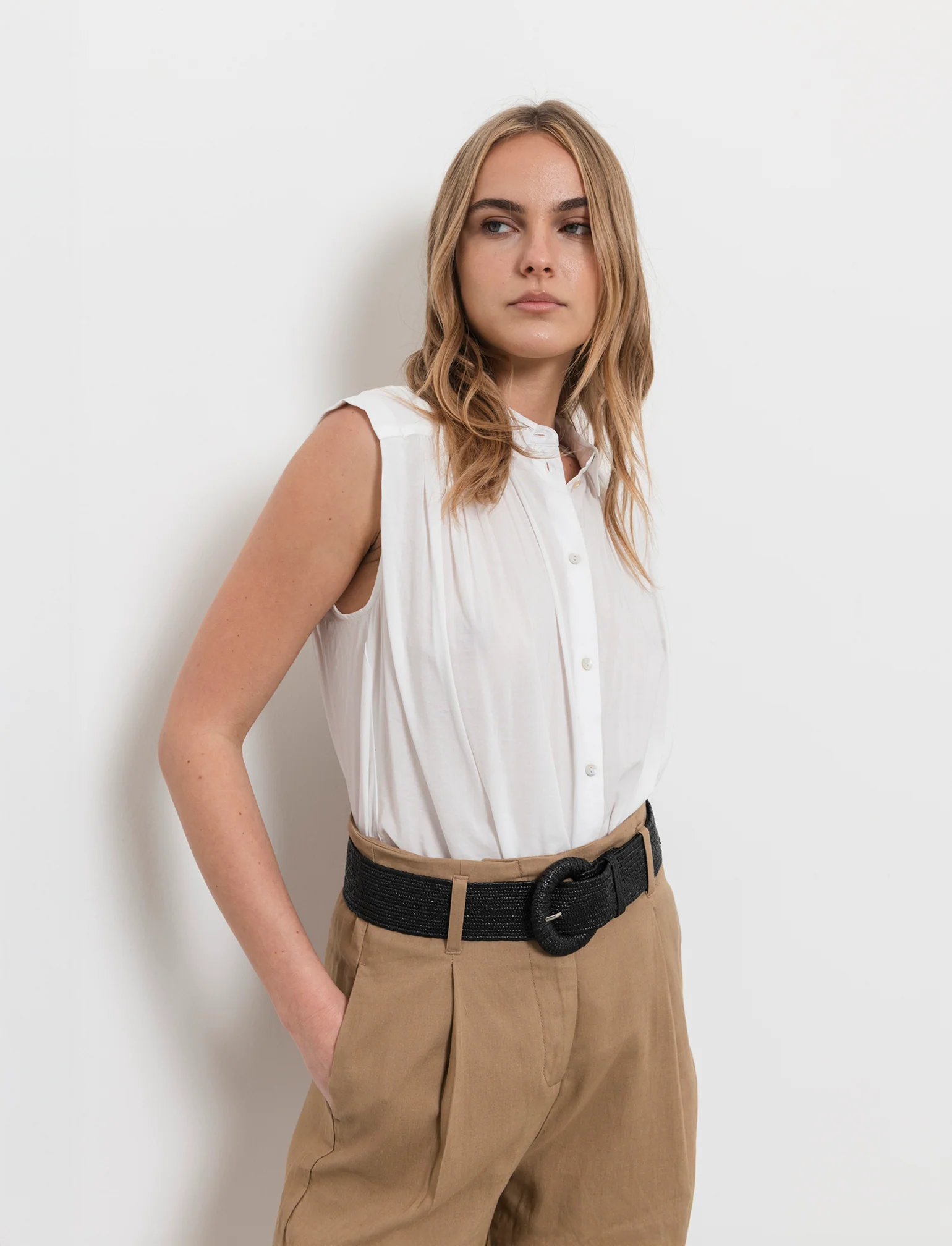Camicia giro manica da donna - Bianco