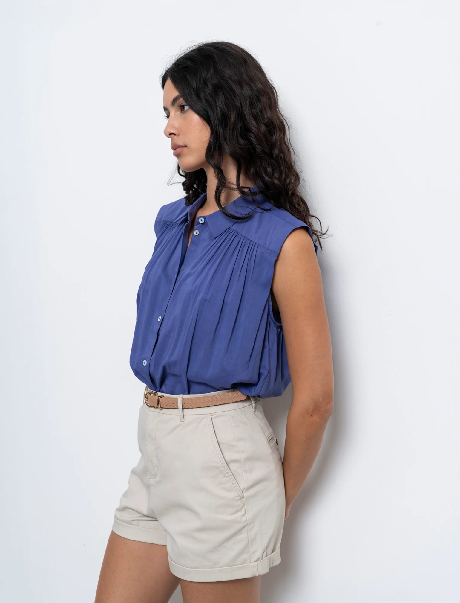 Camicia giro manica da donna - Mirtillo - Image 3