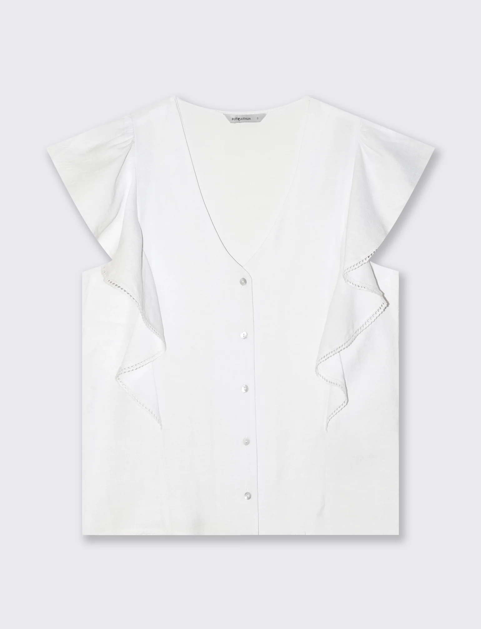 Camicia Giro Maniche con Rouches - Bianco