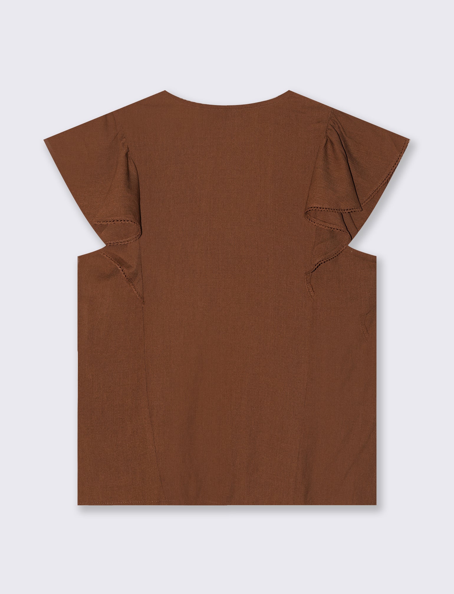 Camicia Giro Maniche con Rouches - Marrone tabacco - Image 2