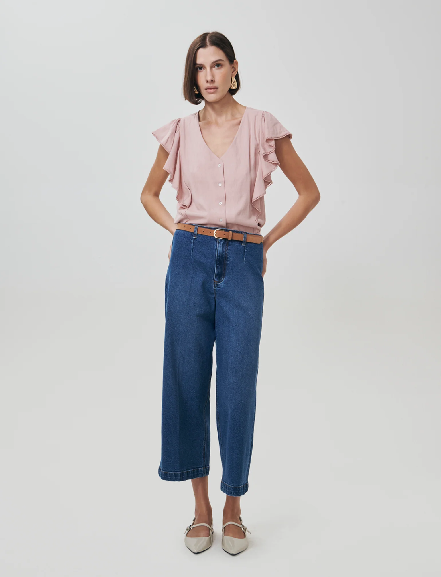 Camicia Giro Maniche con Rouches - Rosa antico - Image 2