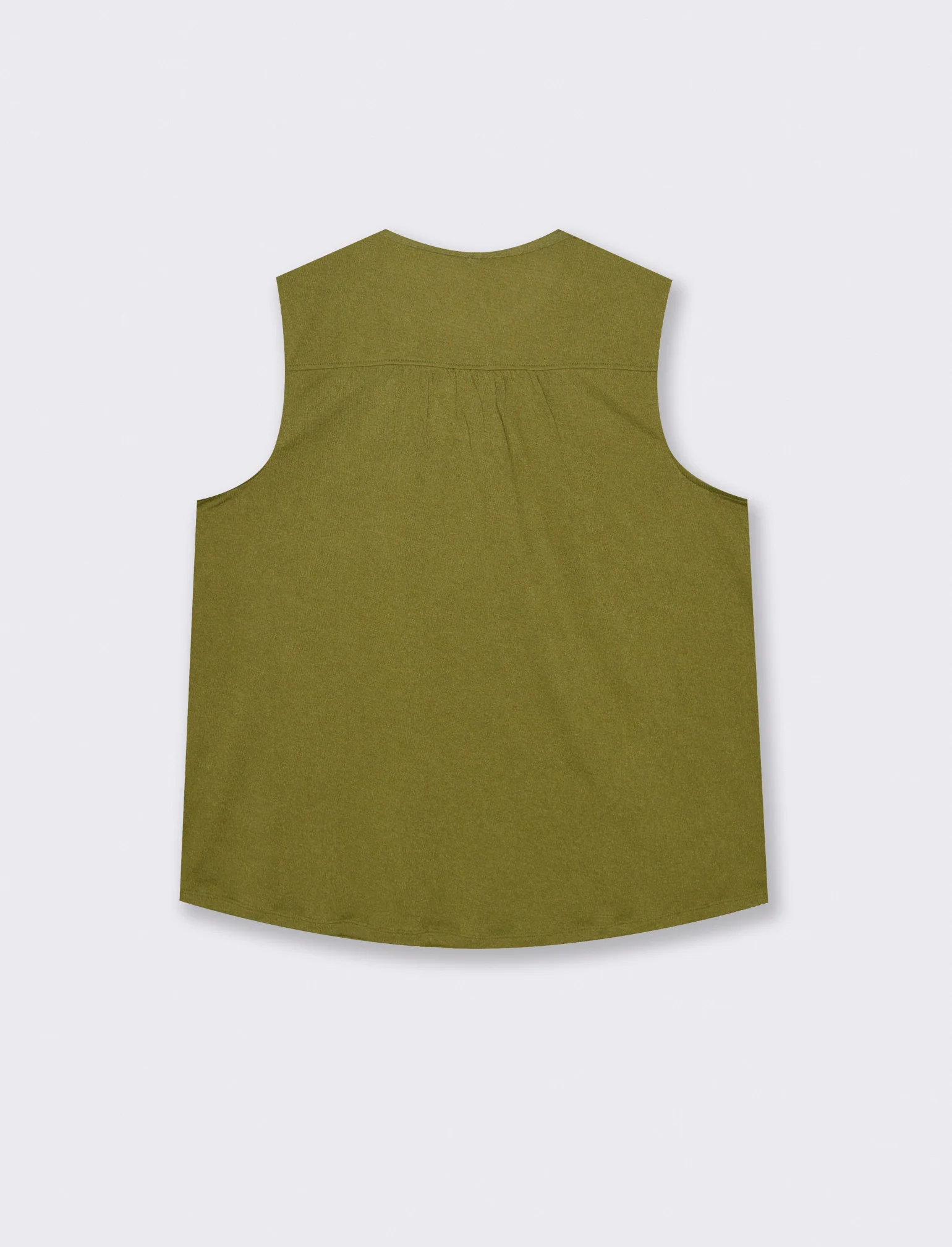 Camicia Giromanica con Scollo a V e Laccetto - Verde abete - Image 5