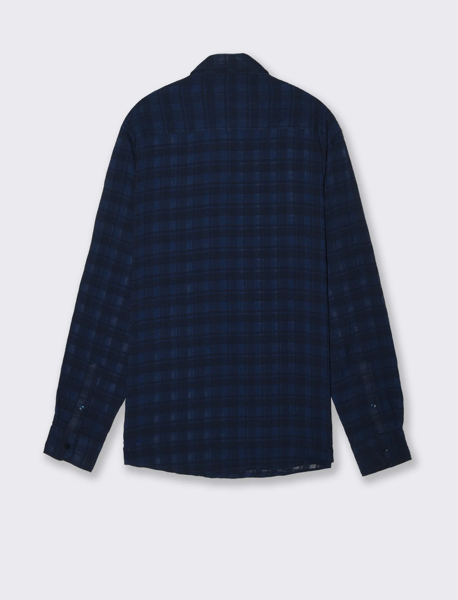 Camicia Goffrata a Quadri Regular Fit - Blu - Image 4