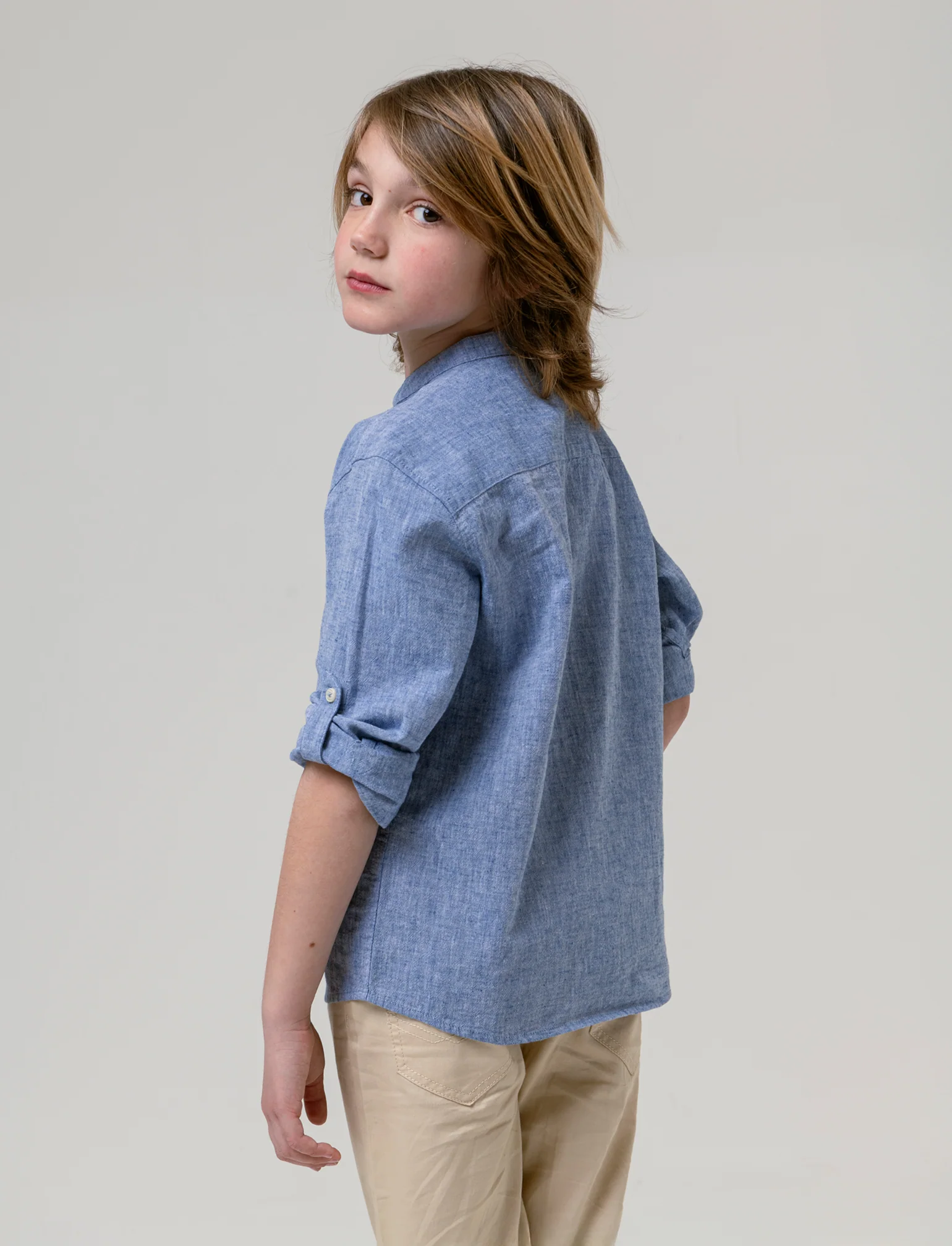 Camicia in chambray da bambino - Blu - Image 2