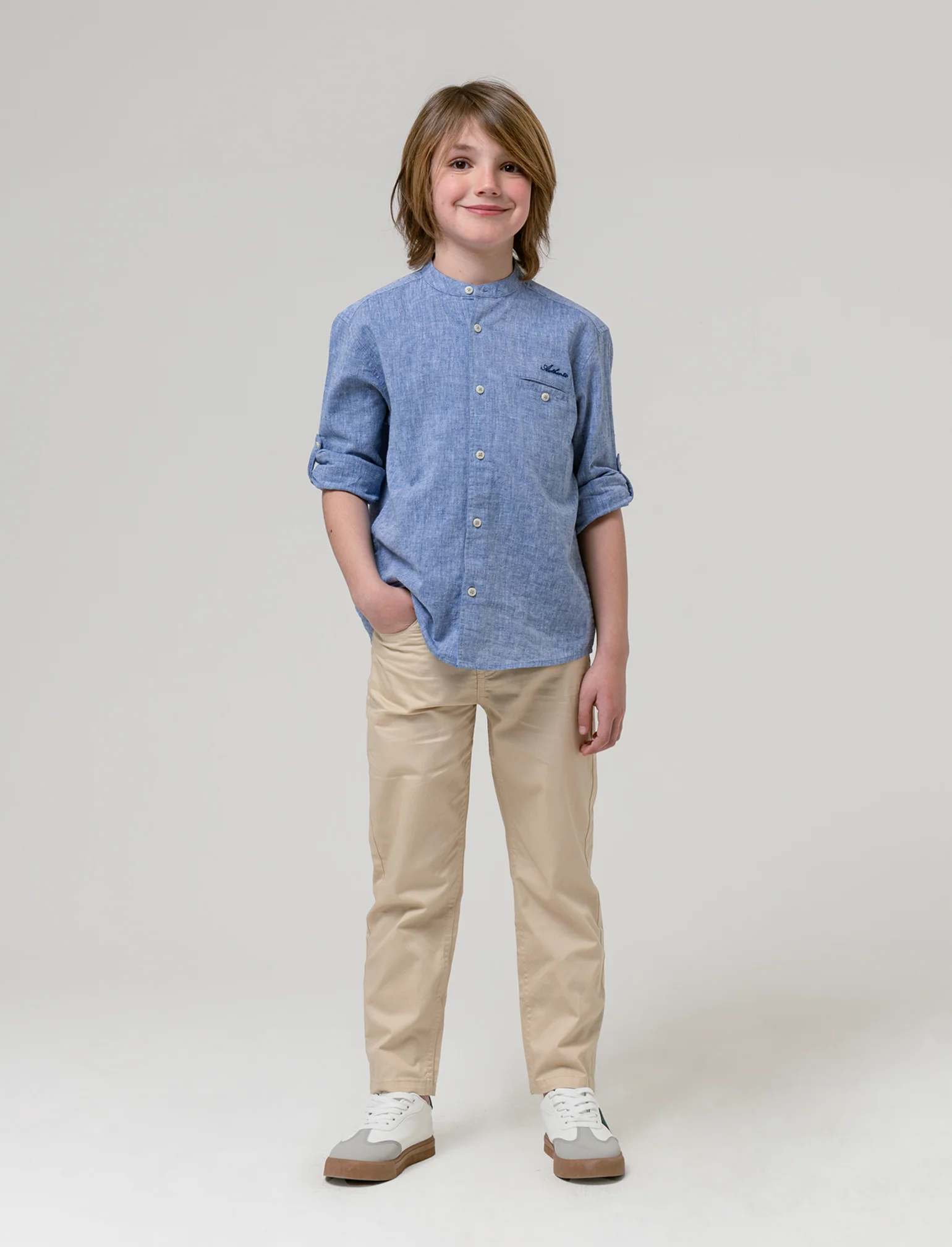 Camicia in chambray da bambino - Blu - Image 3
