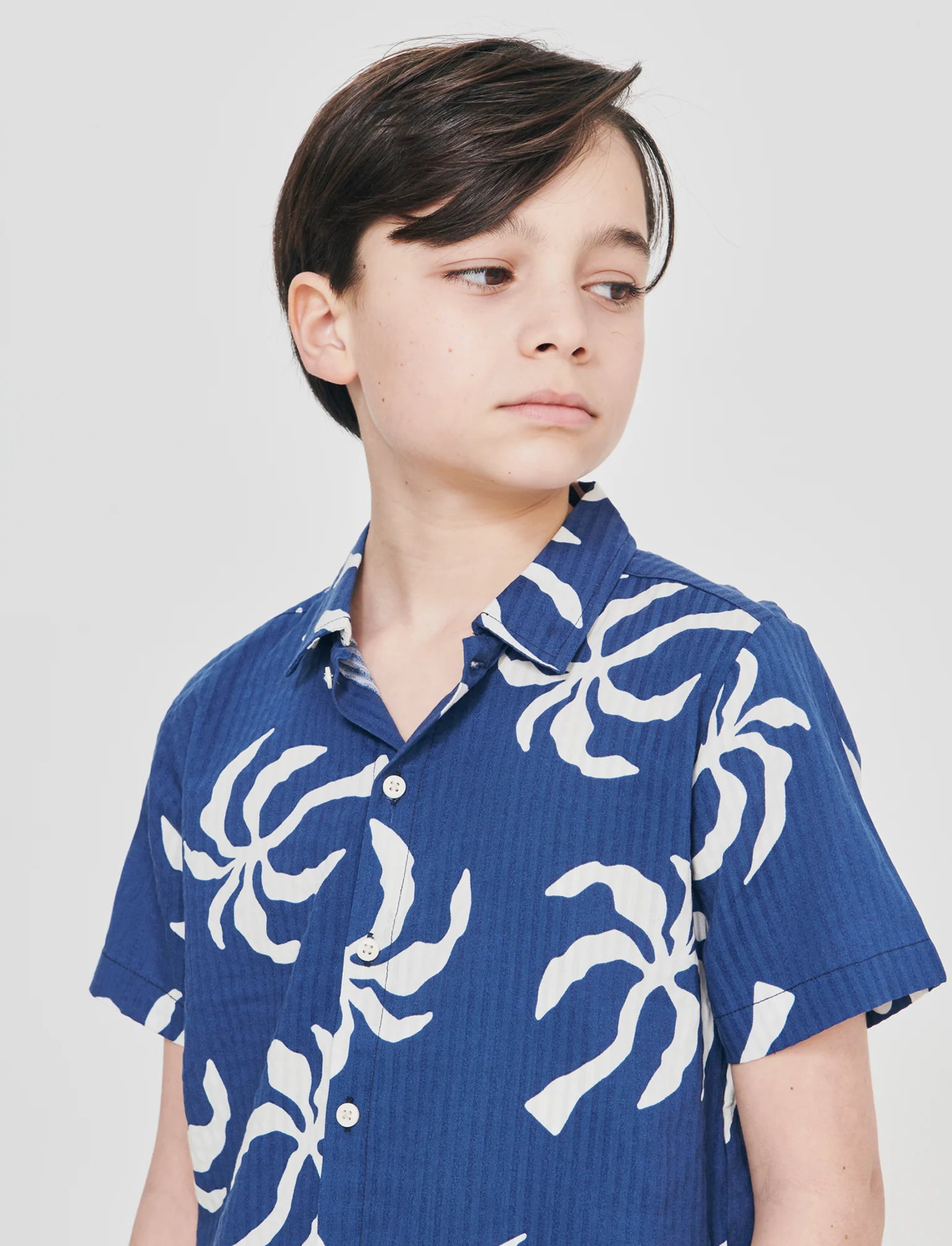 Camicia in cotone a mezza manica stampata - Blu - Image 3